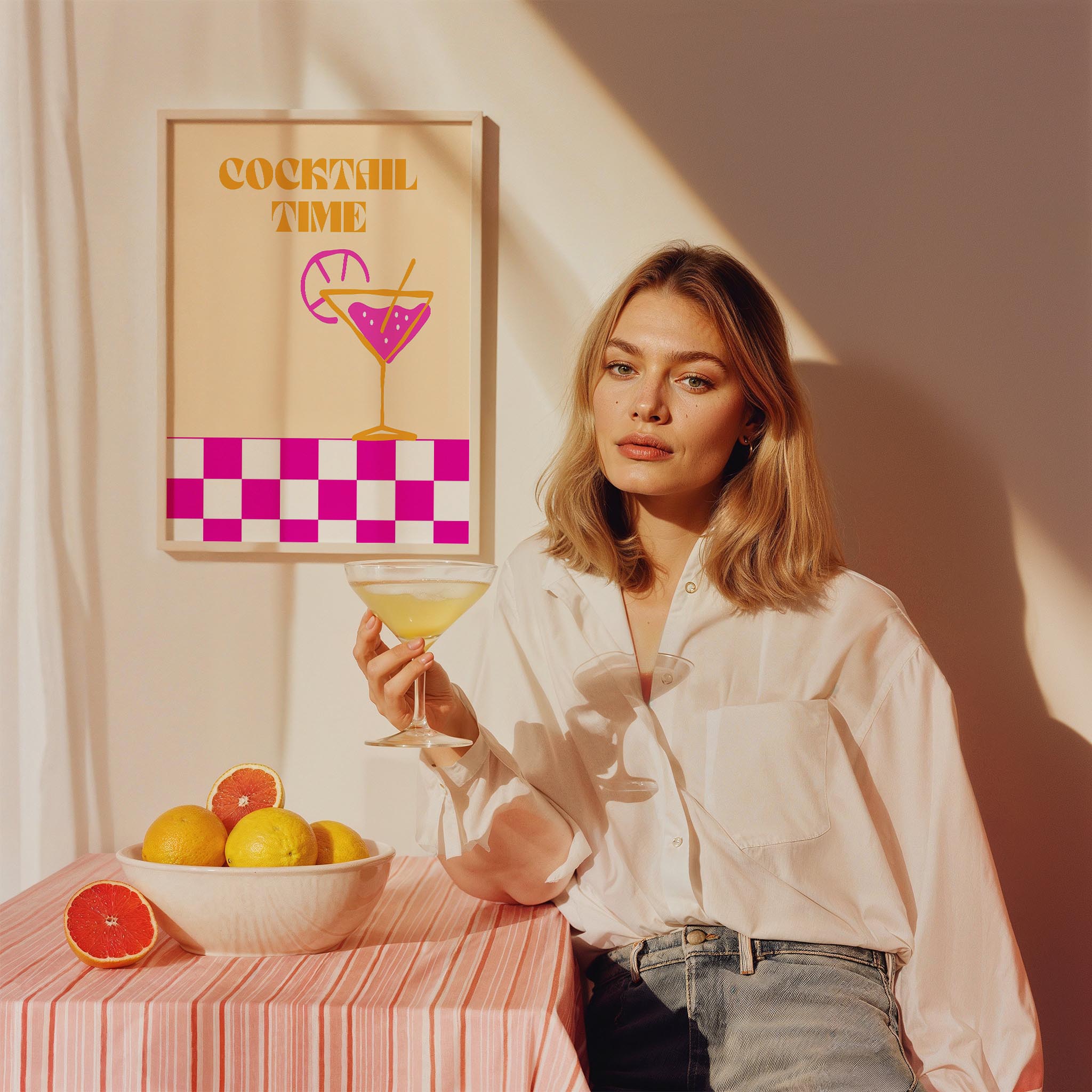 Cocktail Time Kokteyller Tipografi Mutfak Duvar Tablosu