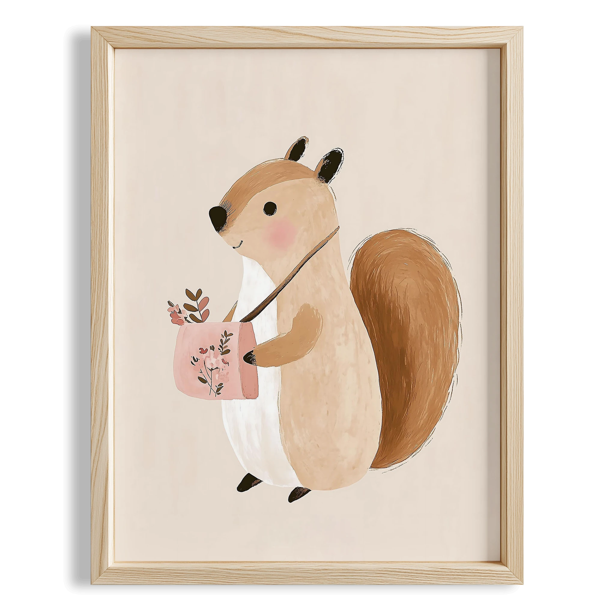 Postacı Sincap - Bohem Kız Çocuk Odası Ahşap Tablo