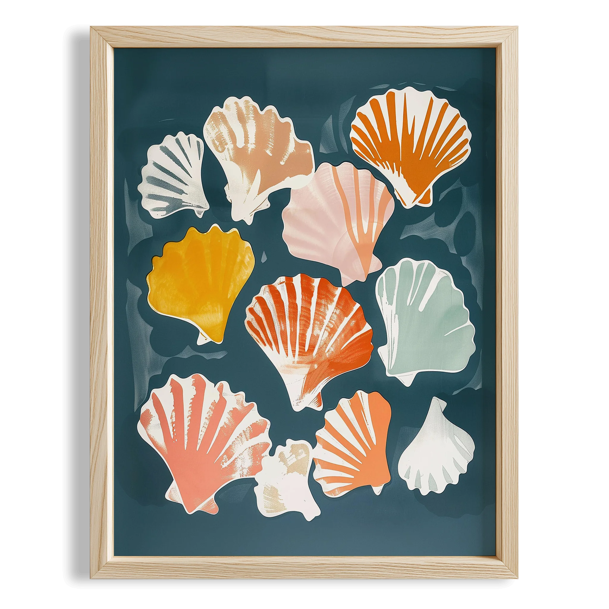 Renkli Deniz Kabukları Coastal Stili - Duvar Tablosu