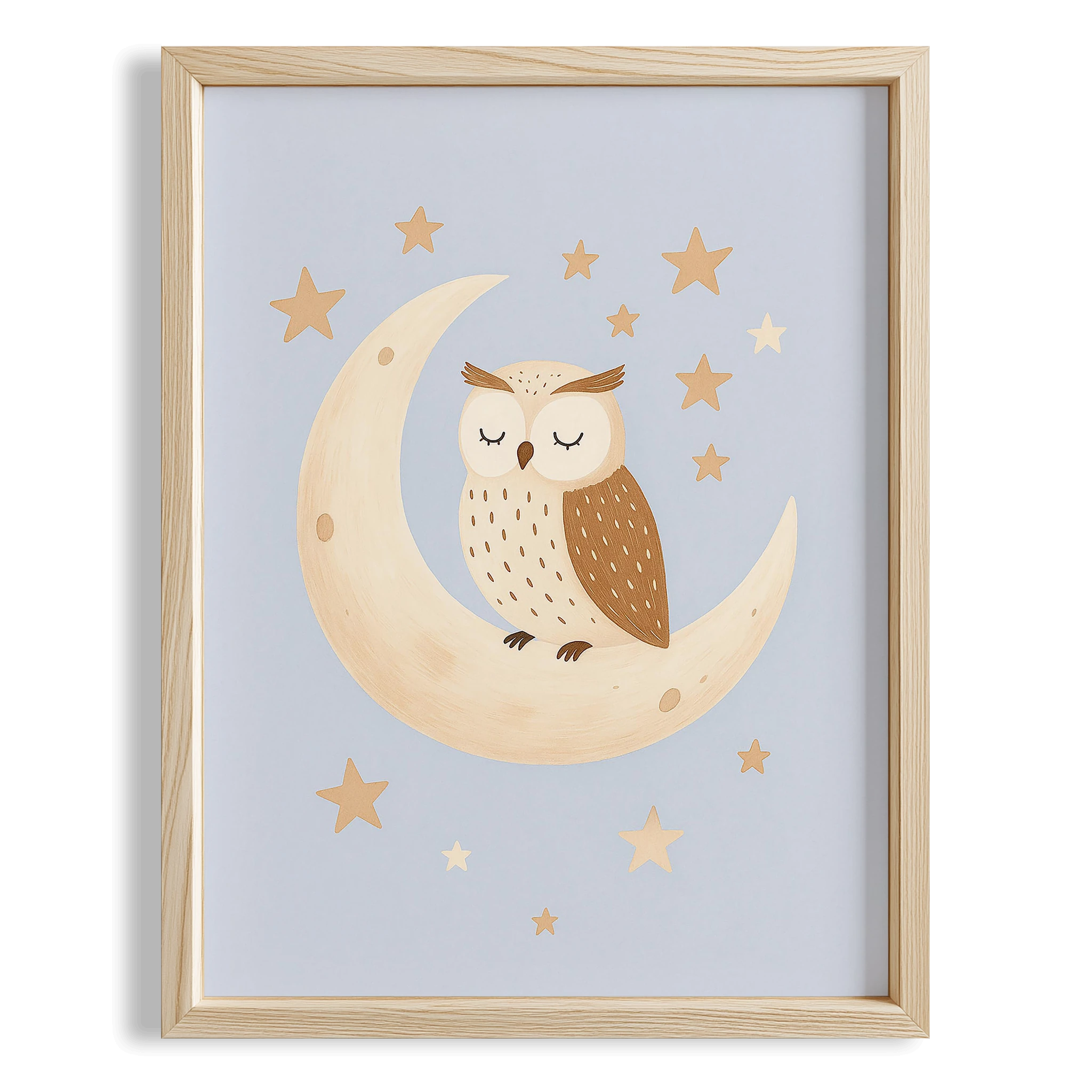 Aydede Yıldızlar ve Baykuş Erkek Çocuk Odası Ahşap Tablo