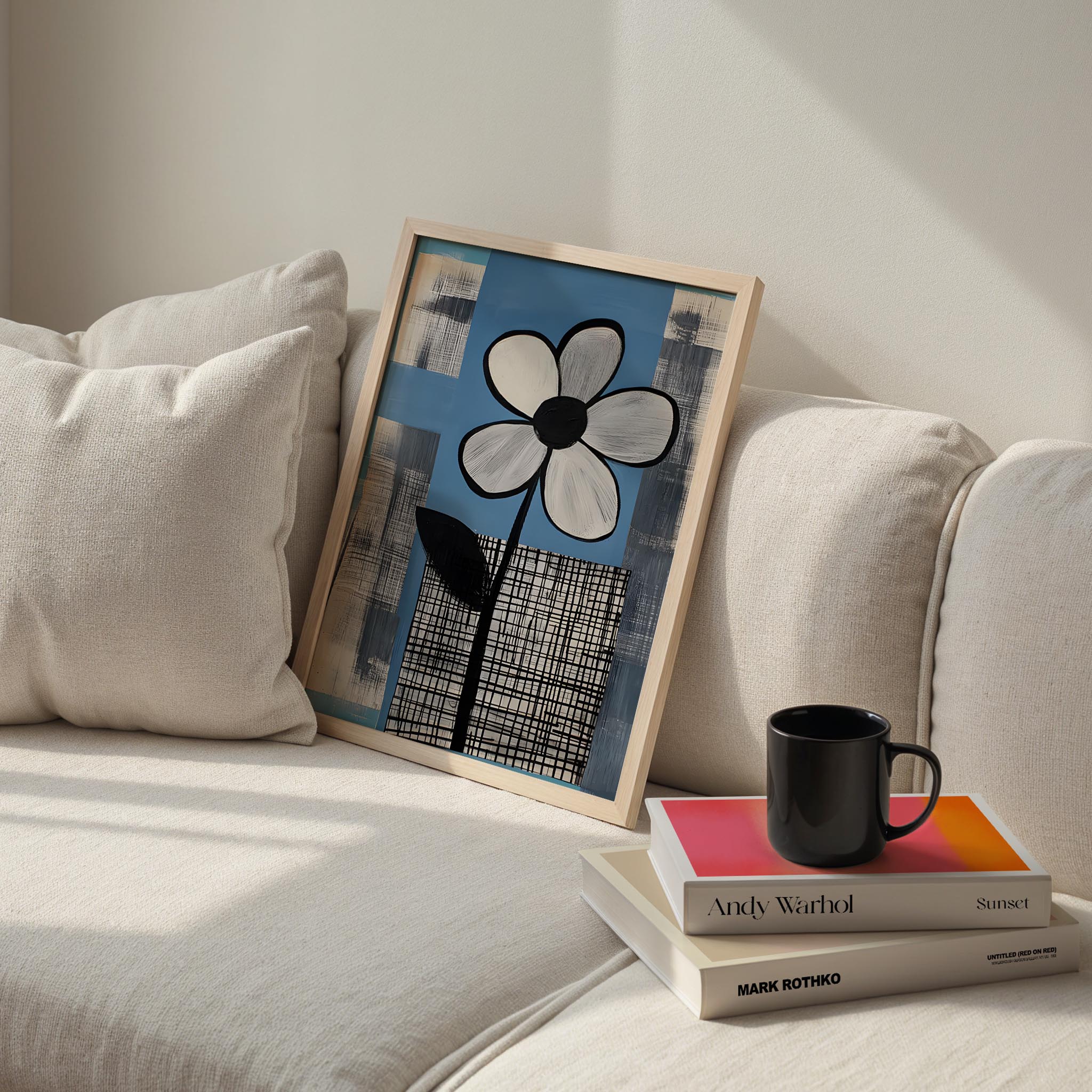 Çiçek Portresi III - Mavi Zemin, Tek Çiçek