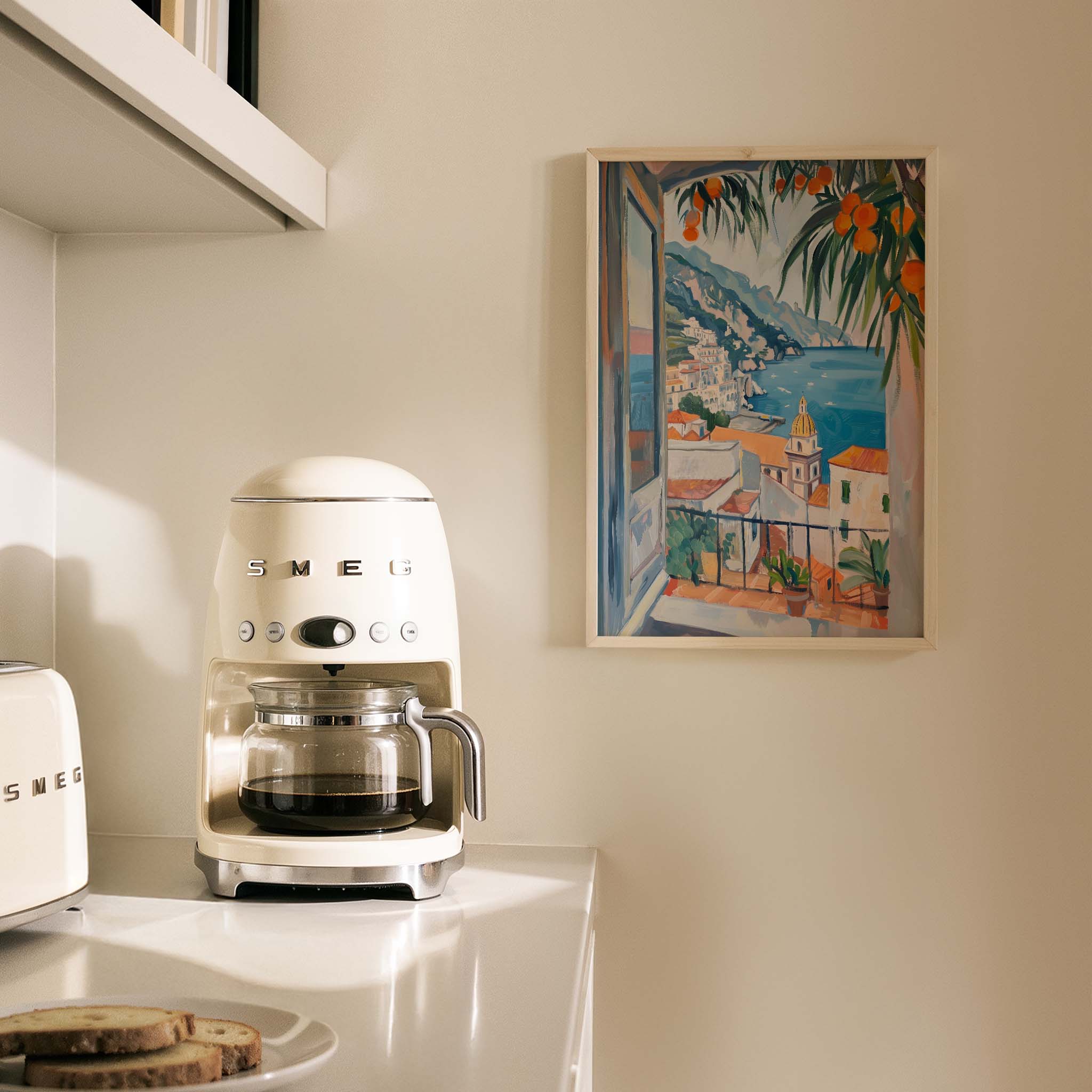 Amalfi Manzarası ve Portakal Ağacı İtalya Koleksiyonu Mutfak Duvar Tablosu