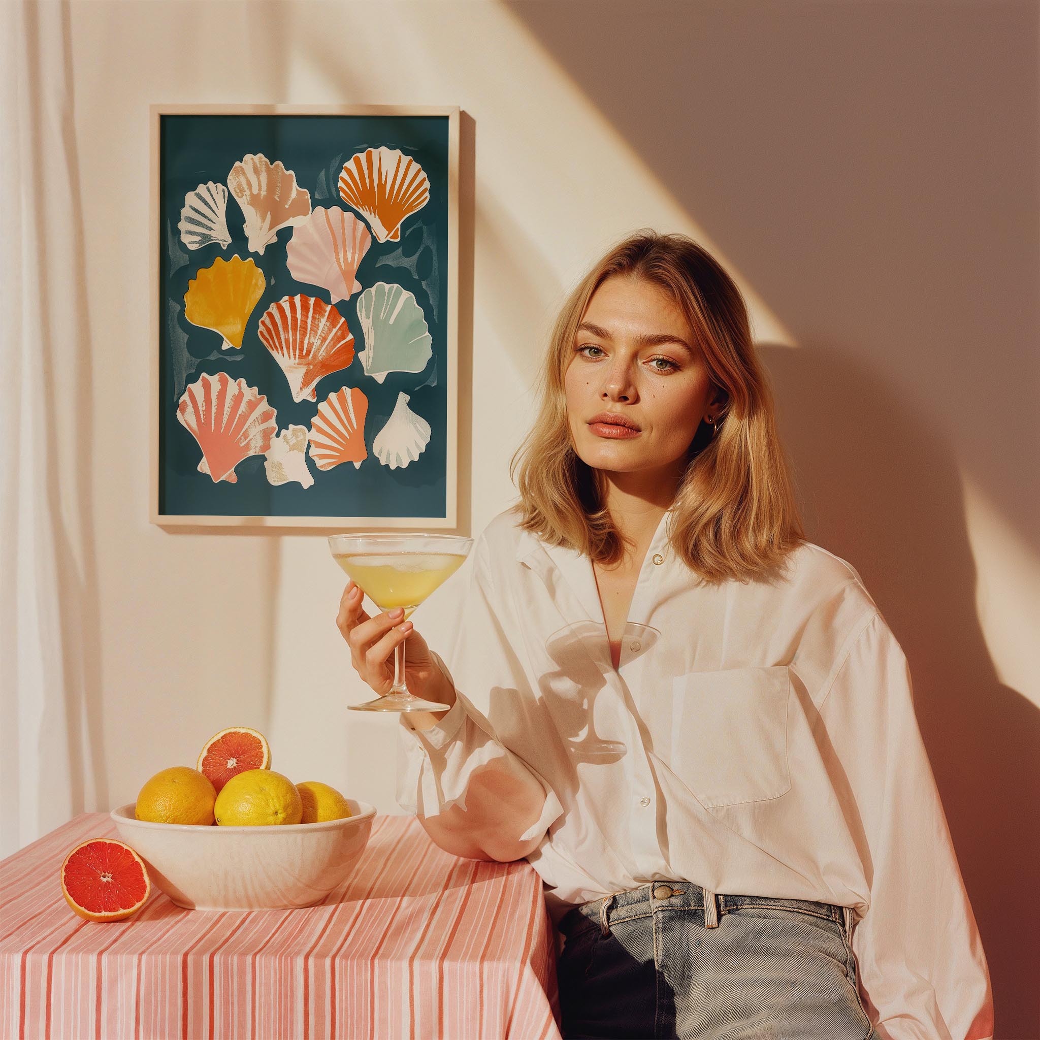 Renkli Deniz Kabukları Coastal Stili - Duvar Tablosu