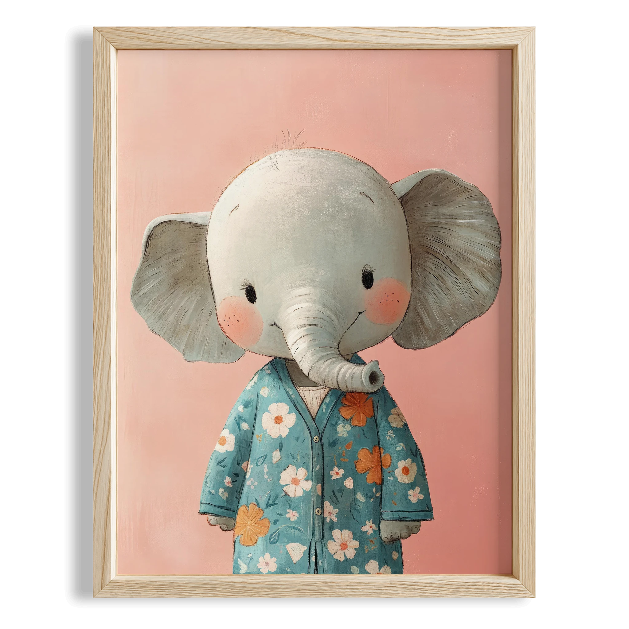 Pijamalı Uykucu Fil - Pembe Fon