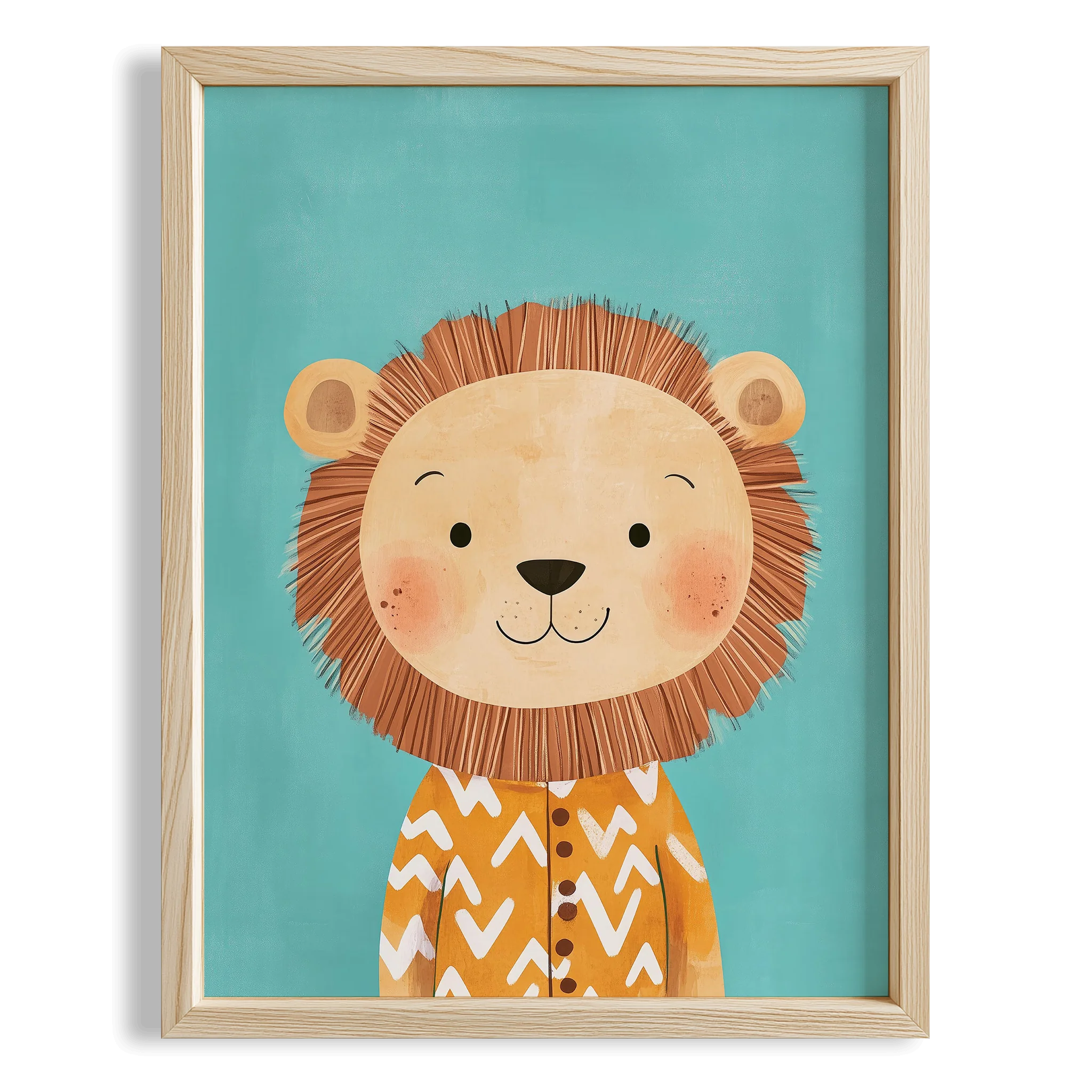 Pijamalı Uykucu Aslan - Mavi Fon