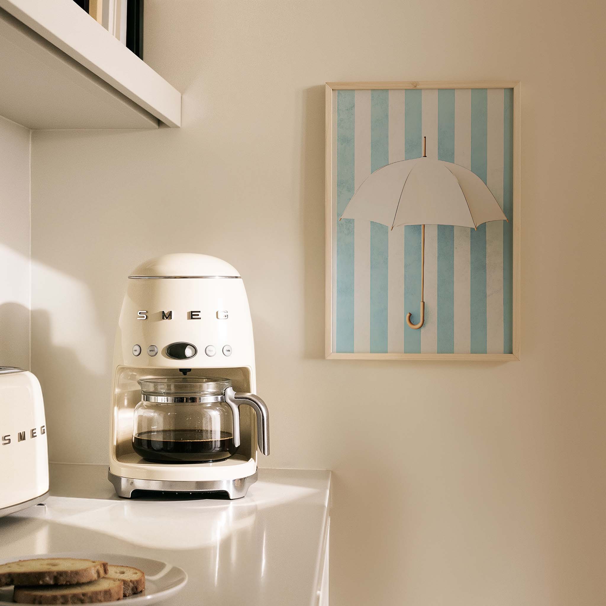 Beyaz Şemsiye Minimalist Çizim - Duvar Tablosu