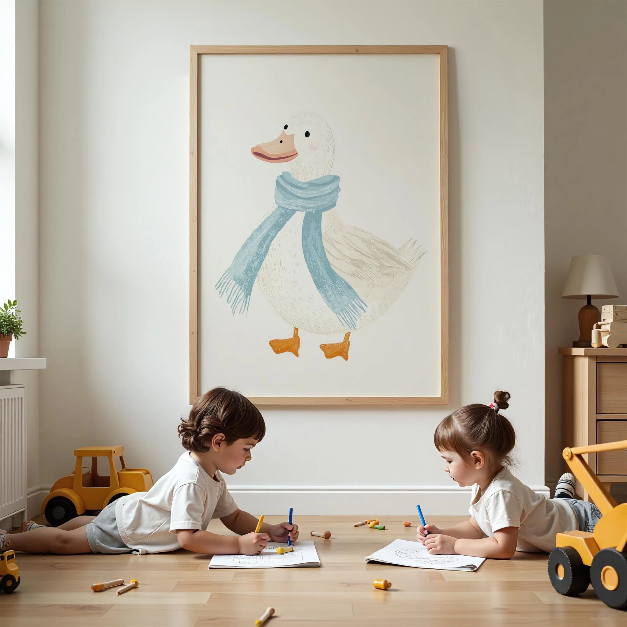 Atkılı Ördek - Beyaz Fon