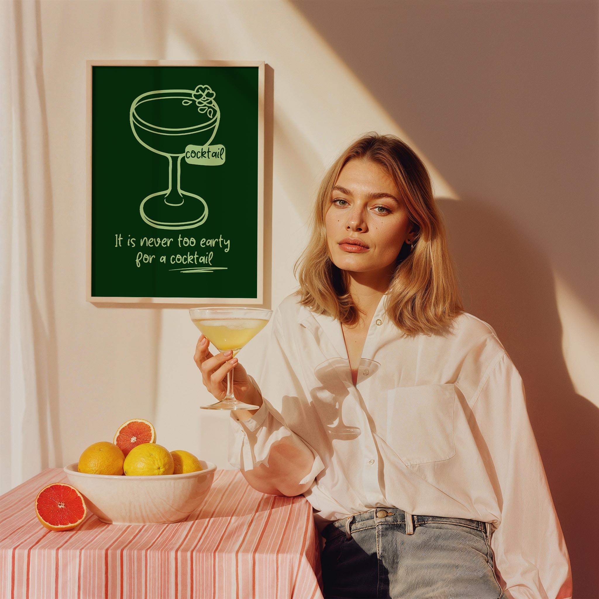 It Is Never Too Early for a Cocktail Tipografi Mutfak Duvar Tablosu