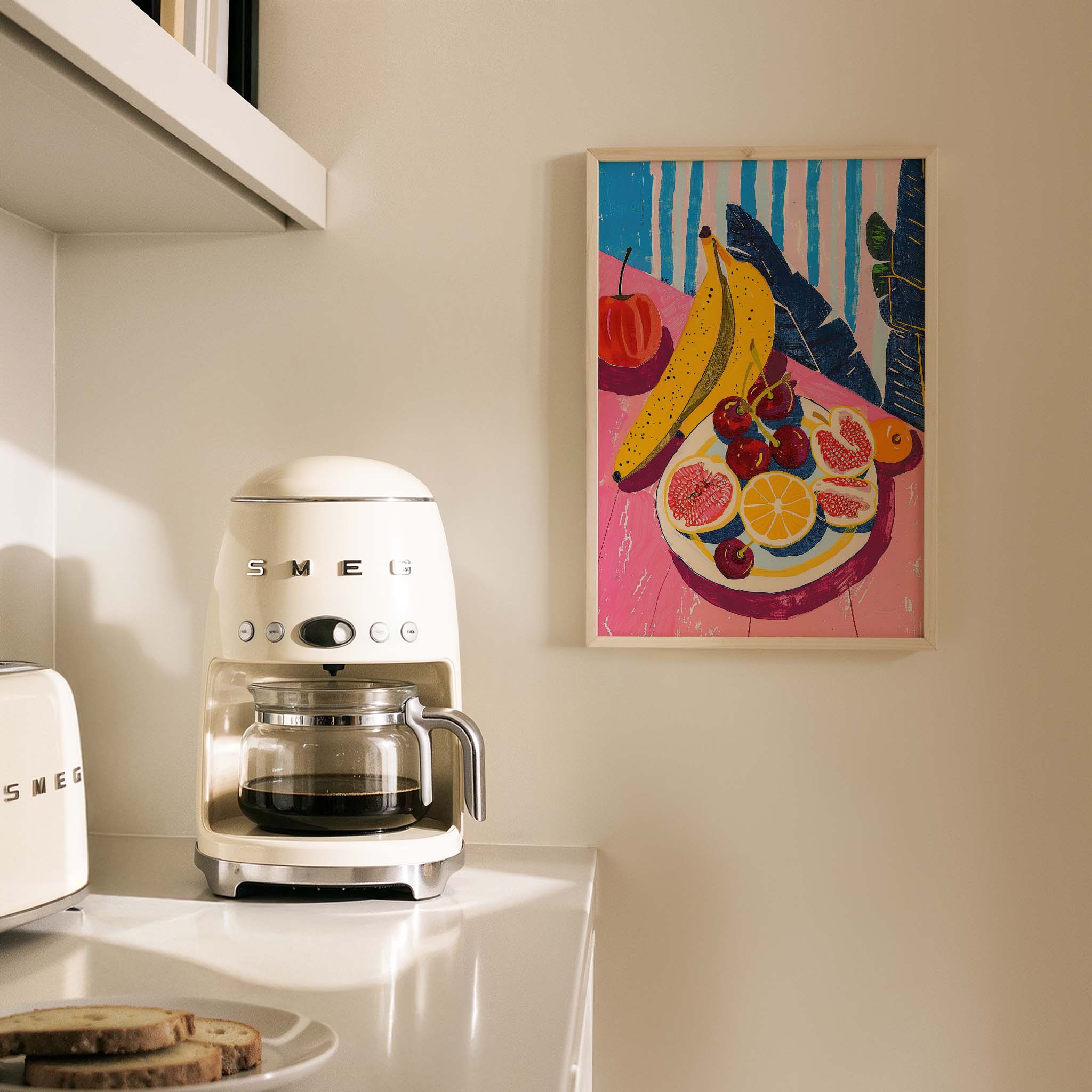 Tropikal Meyve Tabağı Renkli Stil Mutfak Duvar Tablosu