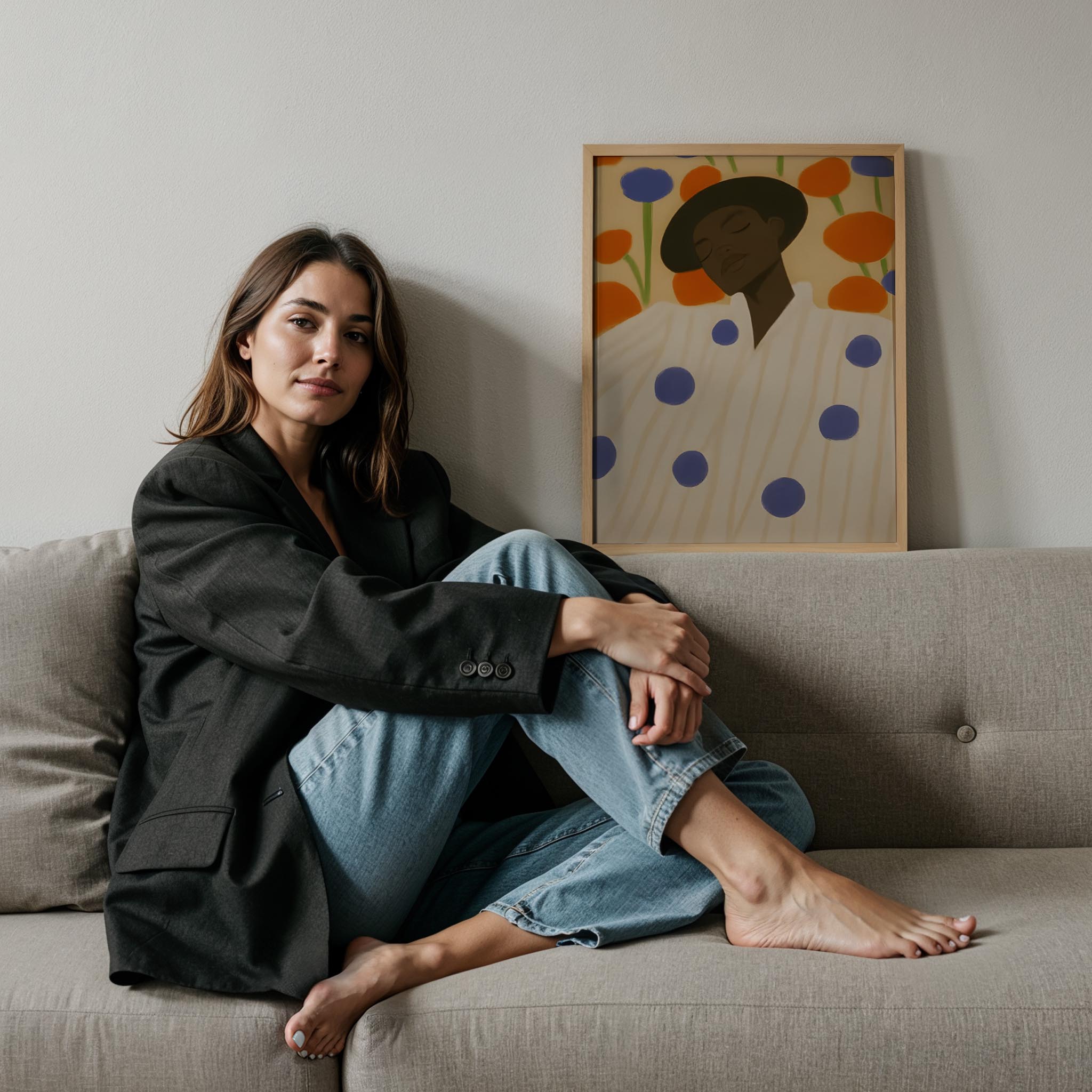 Puantiyeli Portre I - Hasır Şapka