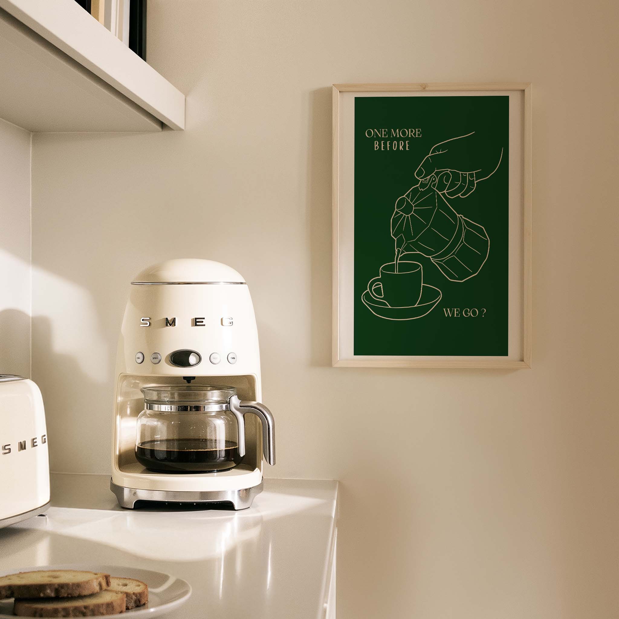 Gitmeden Önce Bir Kahve Daha? Tipografi Mutfak Duvar Tablosu