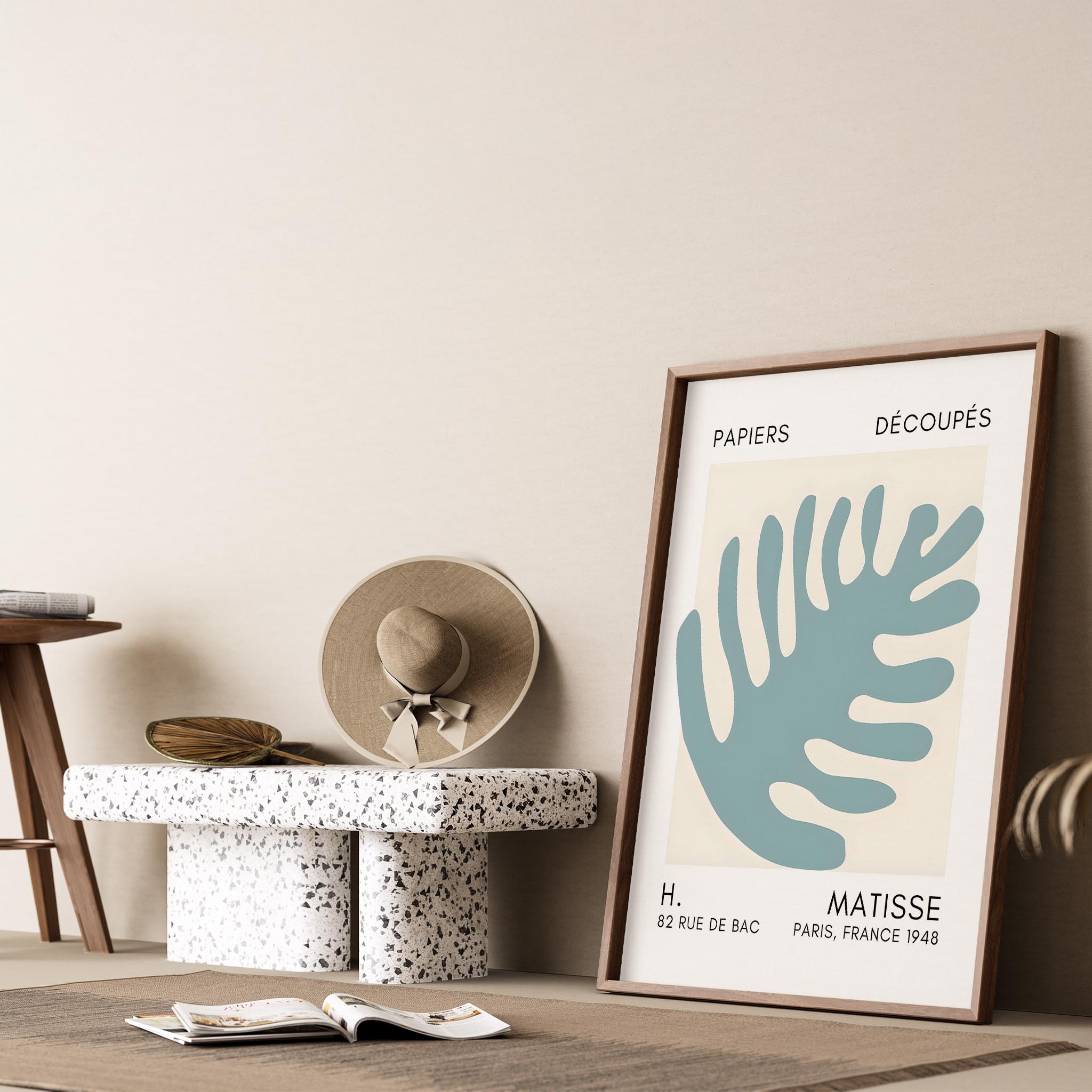 Matisse Kağıt Kesimleri Serisi Turkuaz Palmiye Yaprağı I Duvar Tablosu