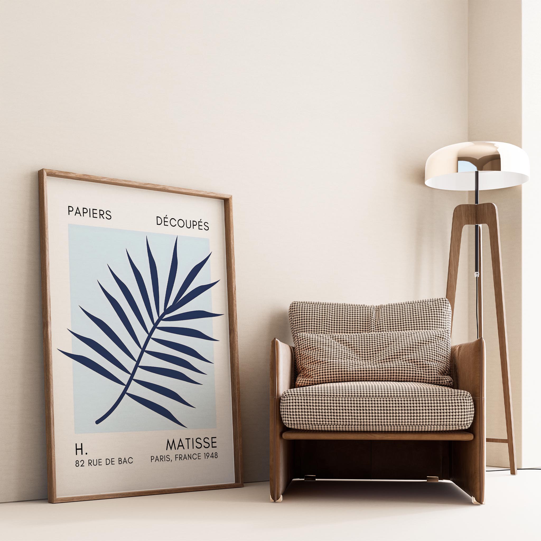 Matisse Kağıt Kesimleri Serisi Mavi Palmiye Yaprağı I Duvar Tablosu