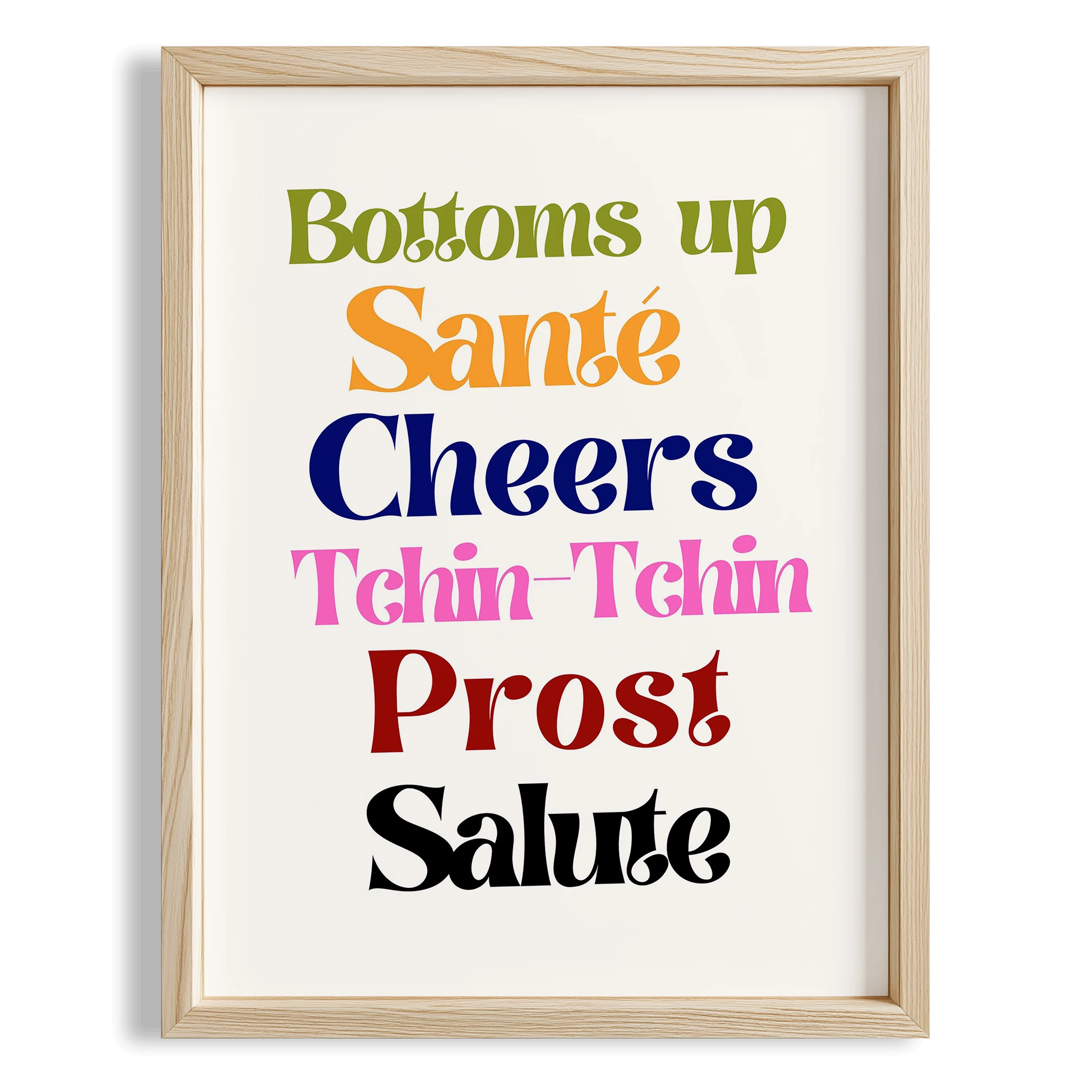 Salute Cheers Tipografi Mutfak Duvar Tablosu