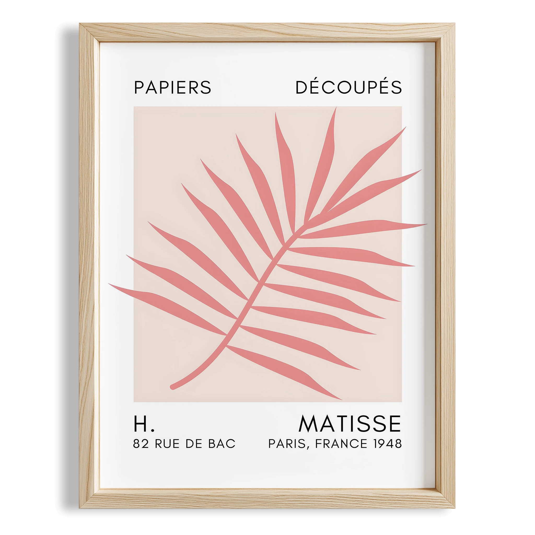 Matisse Kağıt Kesimleri Serisi Toz Pembe Palmiye Yaprağı I Duvar Tablosu