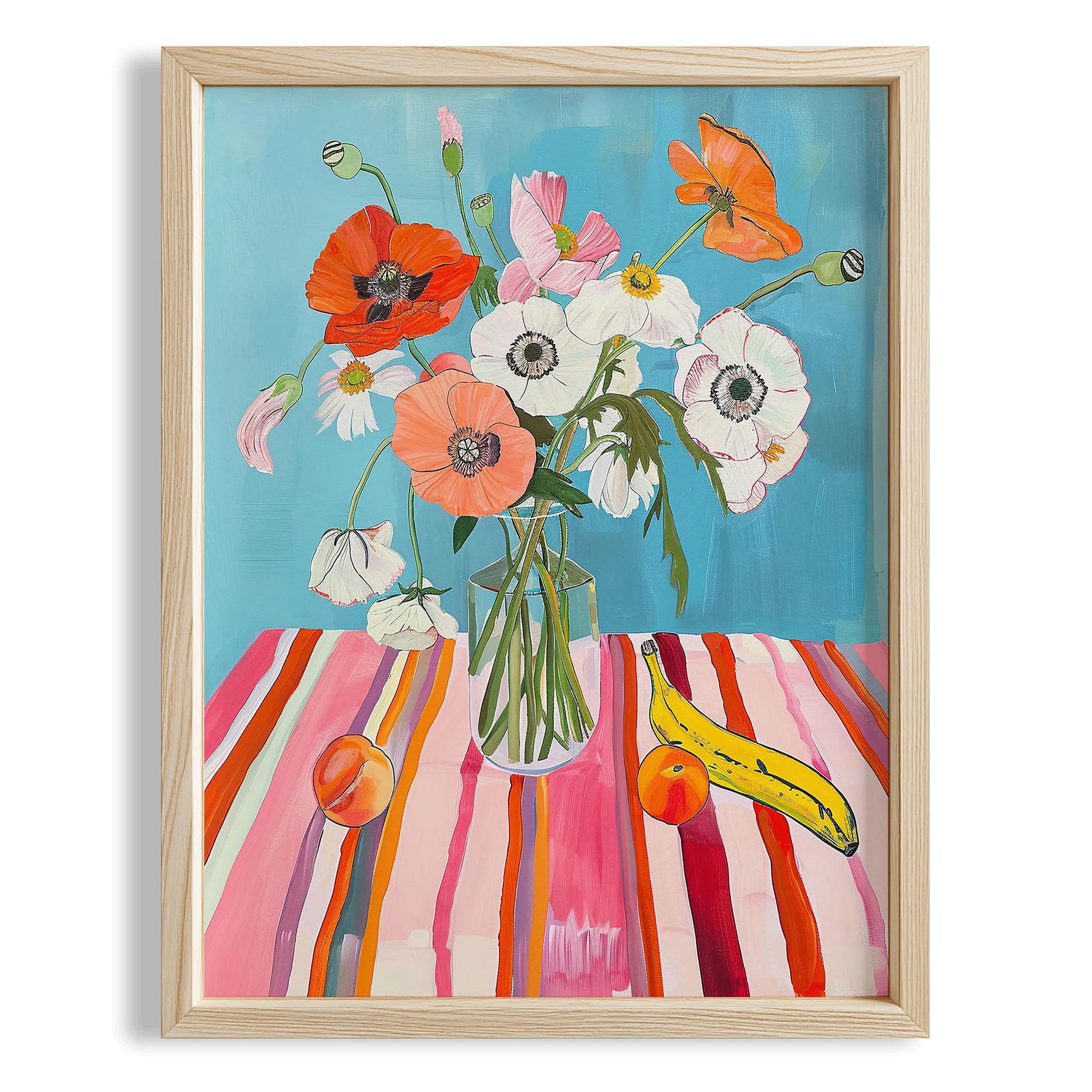 Renkli Çiçek Buketi Pastel Sofra - Duvar Tablosu