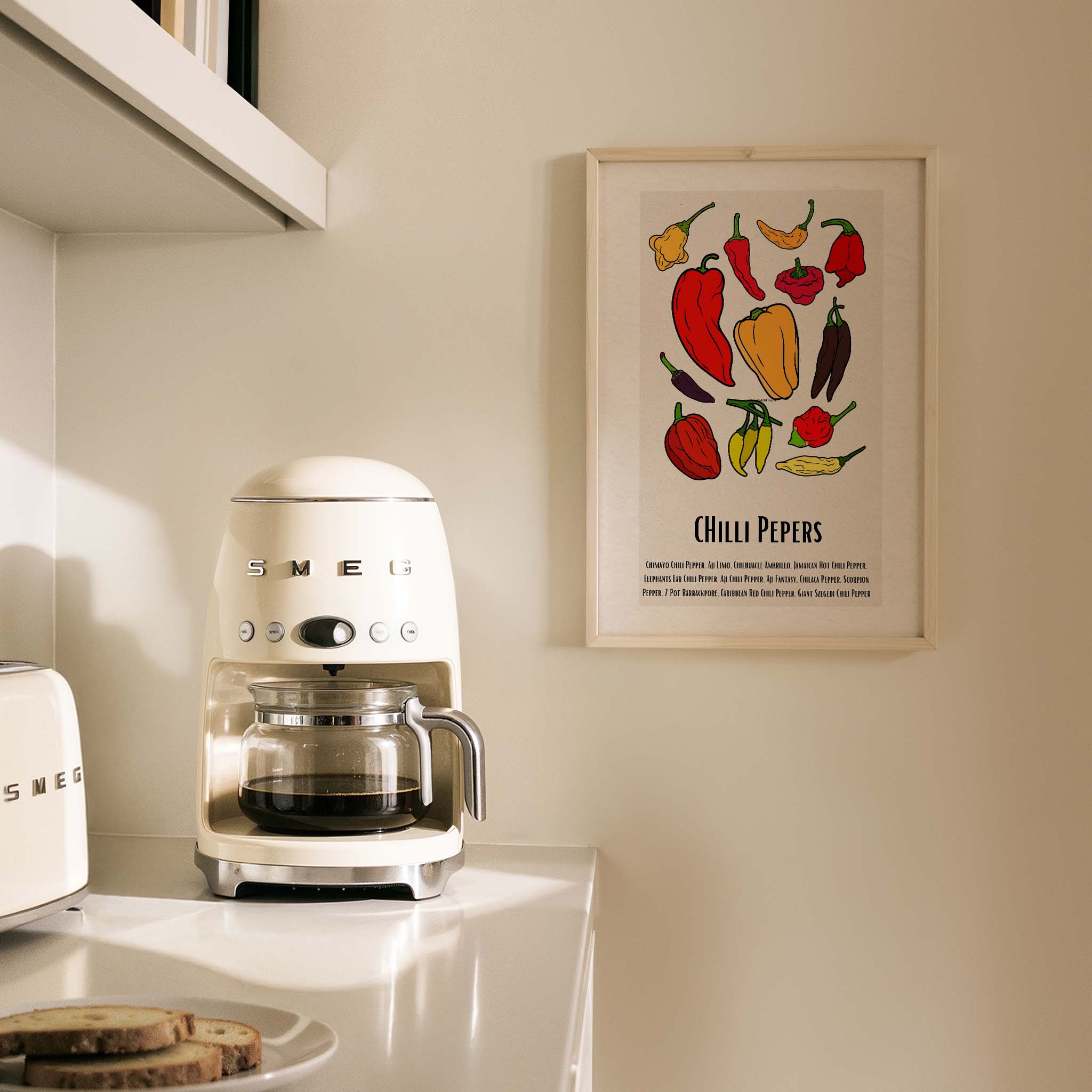 Chilli Acı Biber Çeşitleri Sebzeler Mutfak Duvar Tablosu II