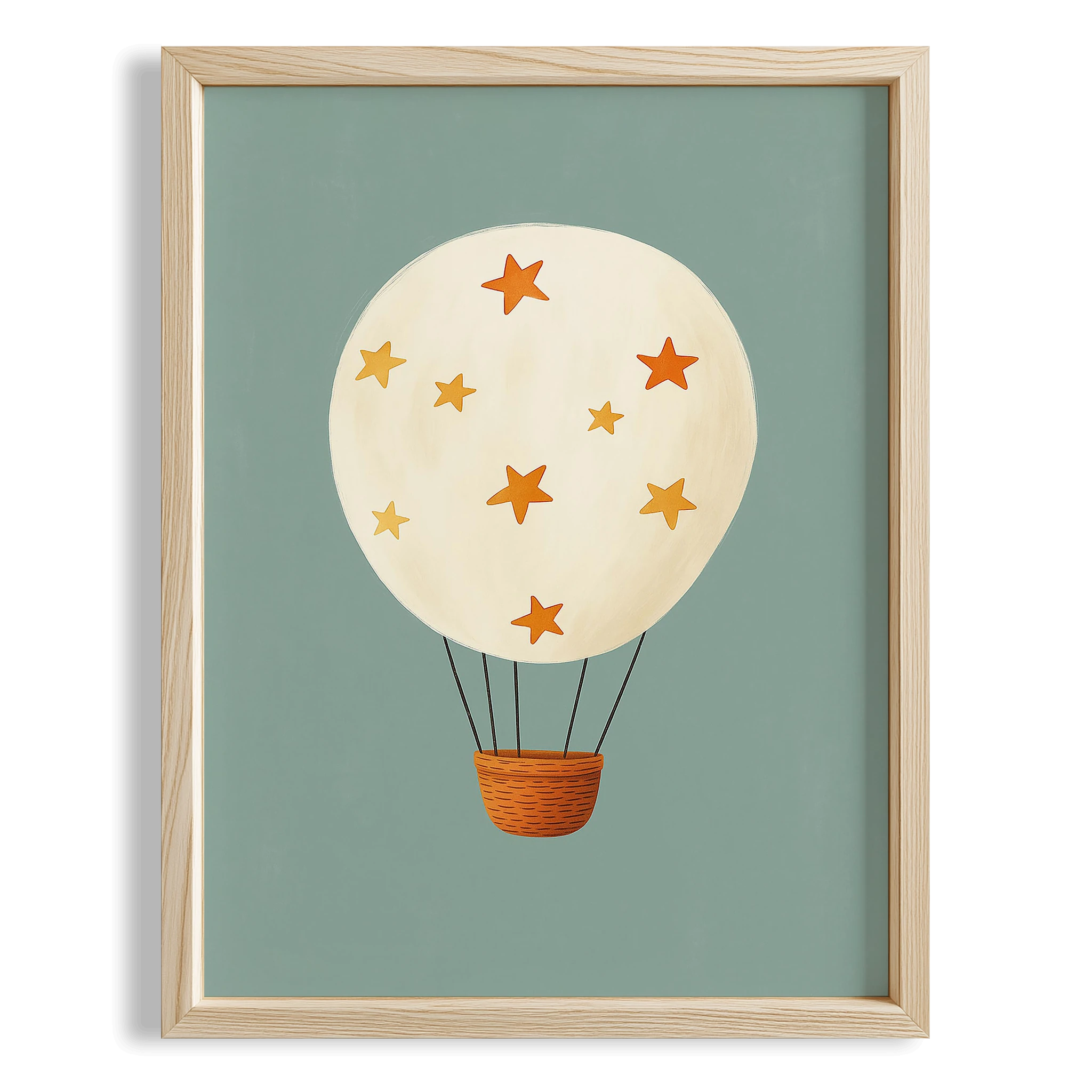Uçan Balon Bohem Yeşil Fonlu Çocuk Odası Ahşap Tablo