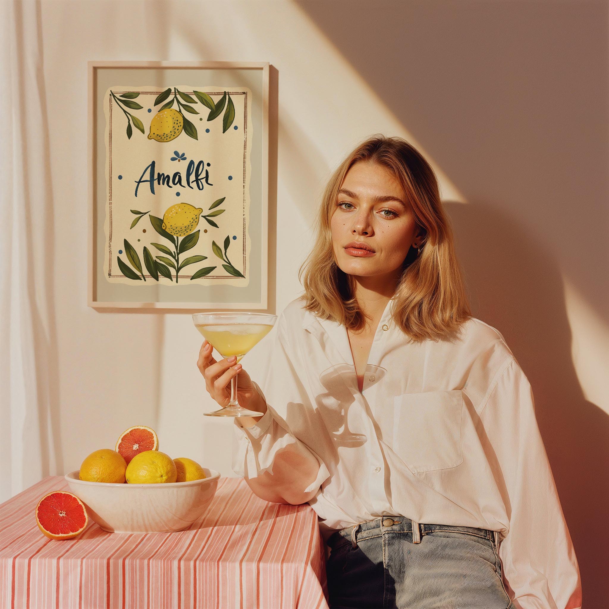 Amalfi & Positano Limonlar İtalyanca Tipografi Mutfak Duvar Tablosu IV