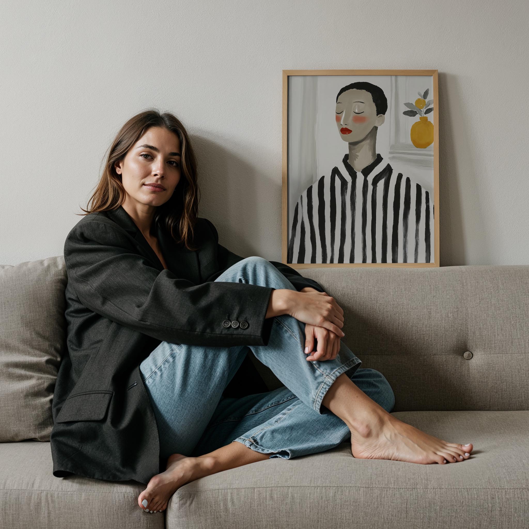 Kadın Portre X - Çizgili Bohem