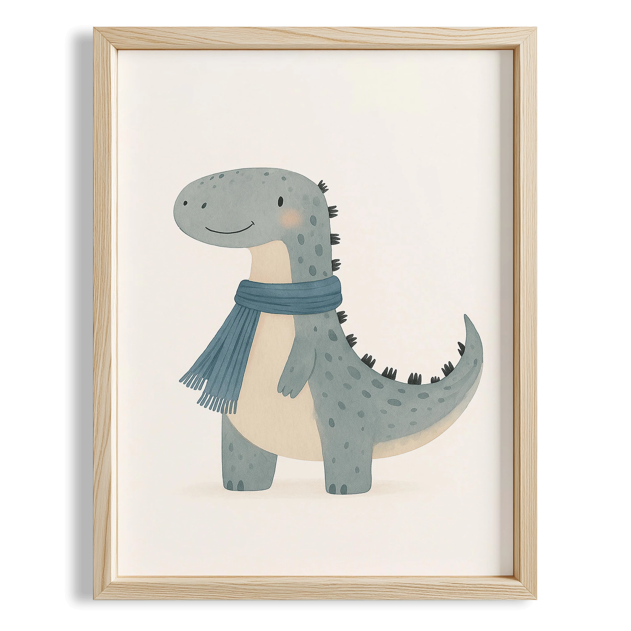 Fülarlı Dinozor Mavi Minimalist Erkek Çocuk Odası Ahşap Tablo