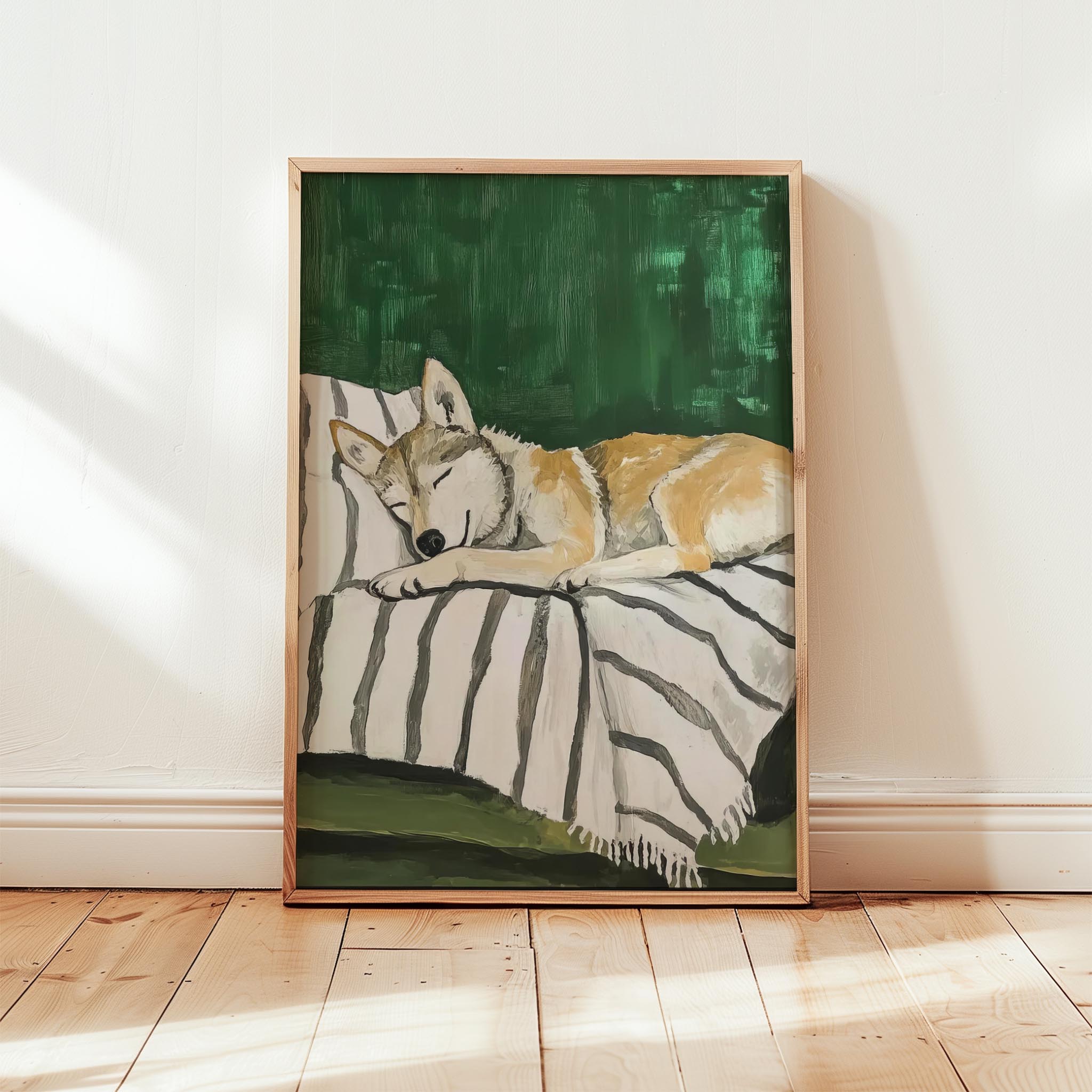 Köpek Portre VIII - Husky Çizgili Zümrüt