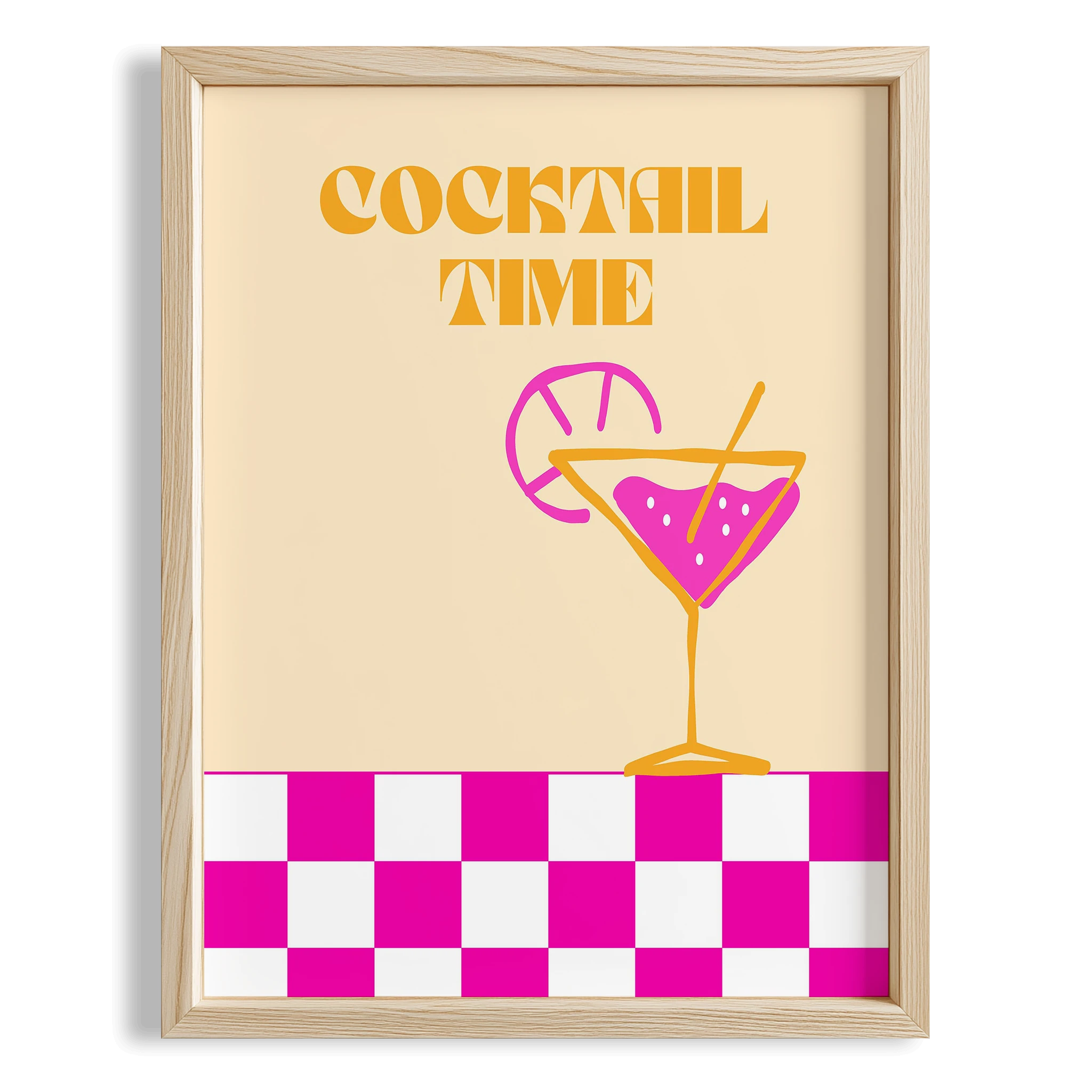 Cocktail Time Kokteyller Tipografi Mutfak Duvar Tablosu