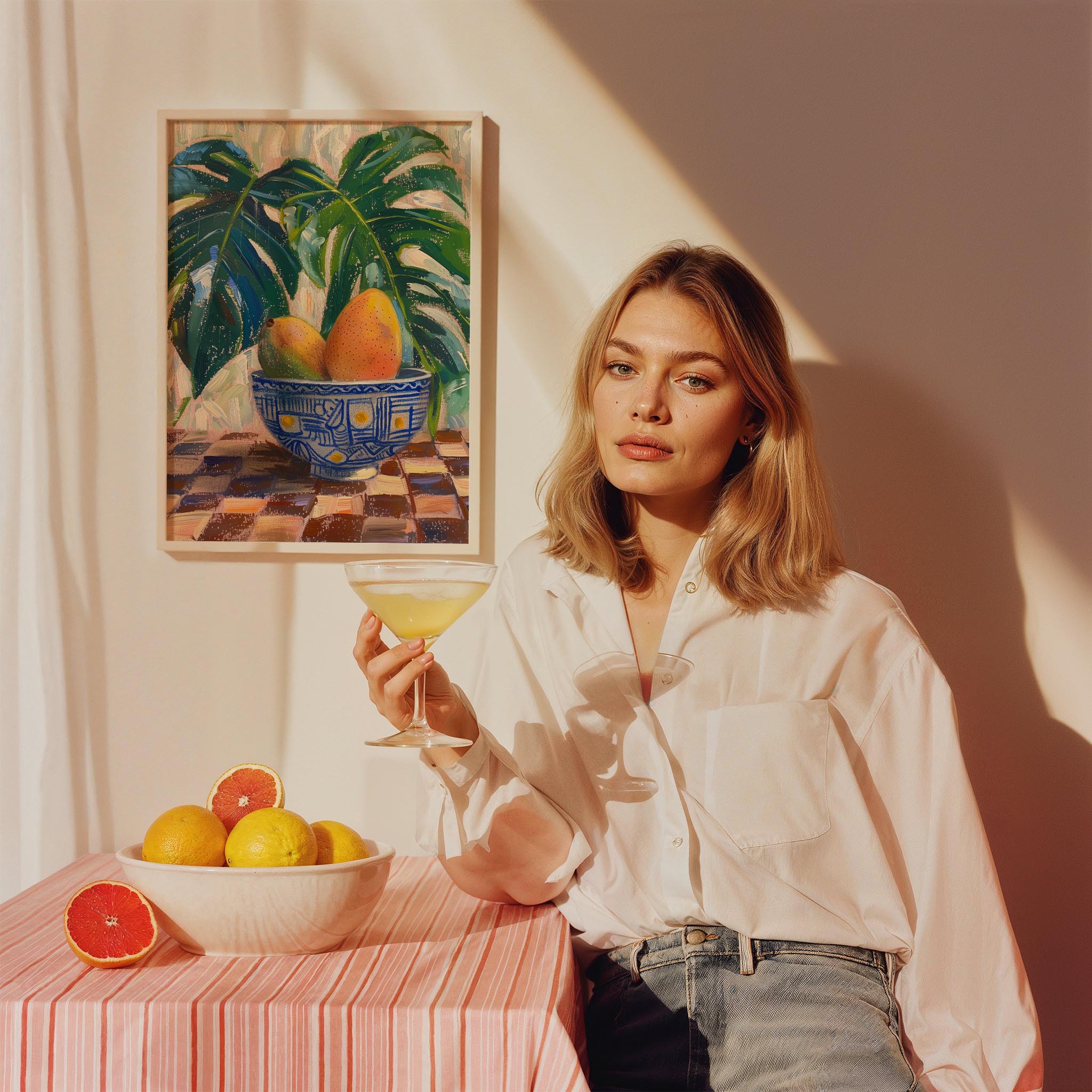 Seramik Kasede Tropikal Meyveler Akdeniz Koleksiyonu Mutfak Duvar Tablosu