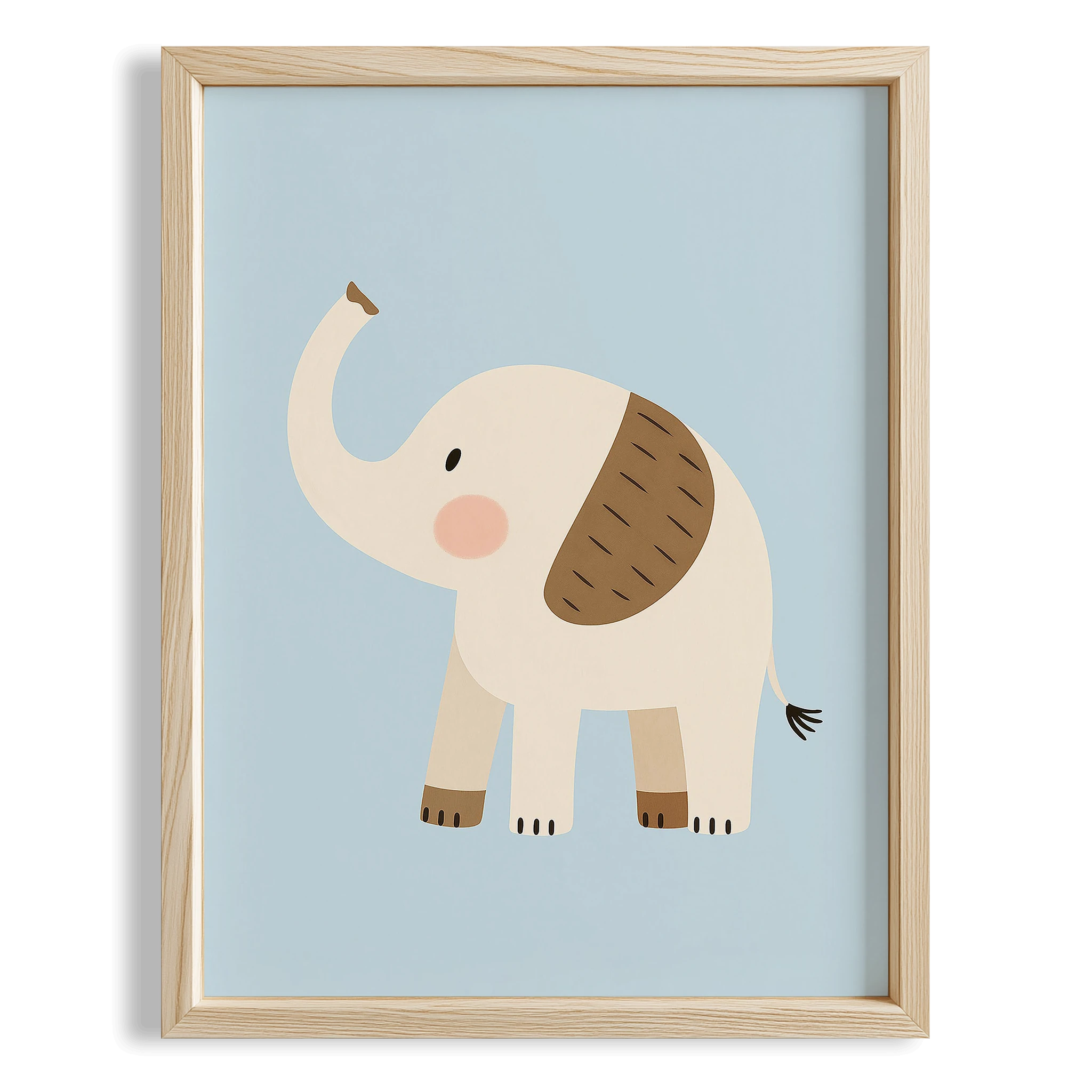 Sevimli Fil Mavi Fon Hayvan Temalı Çocuk Odası Ahşap Tablo I