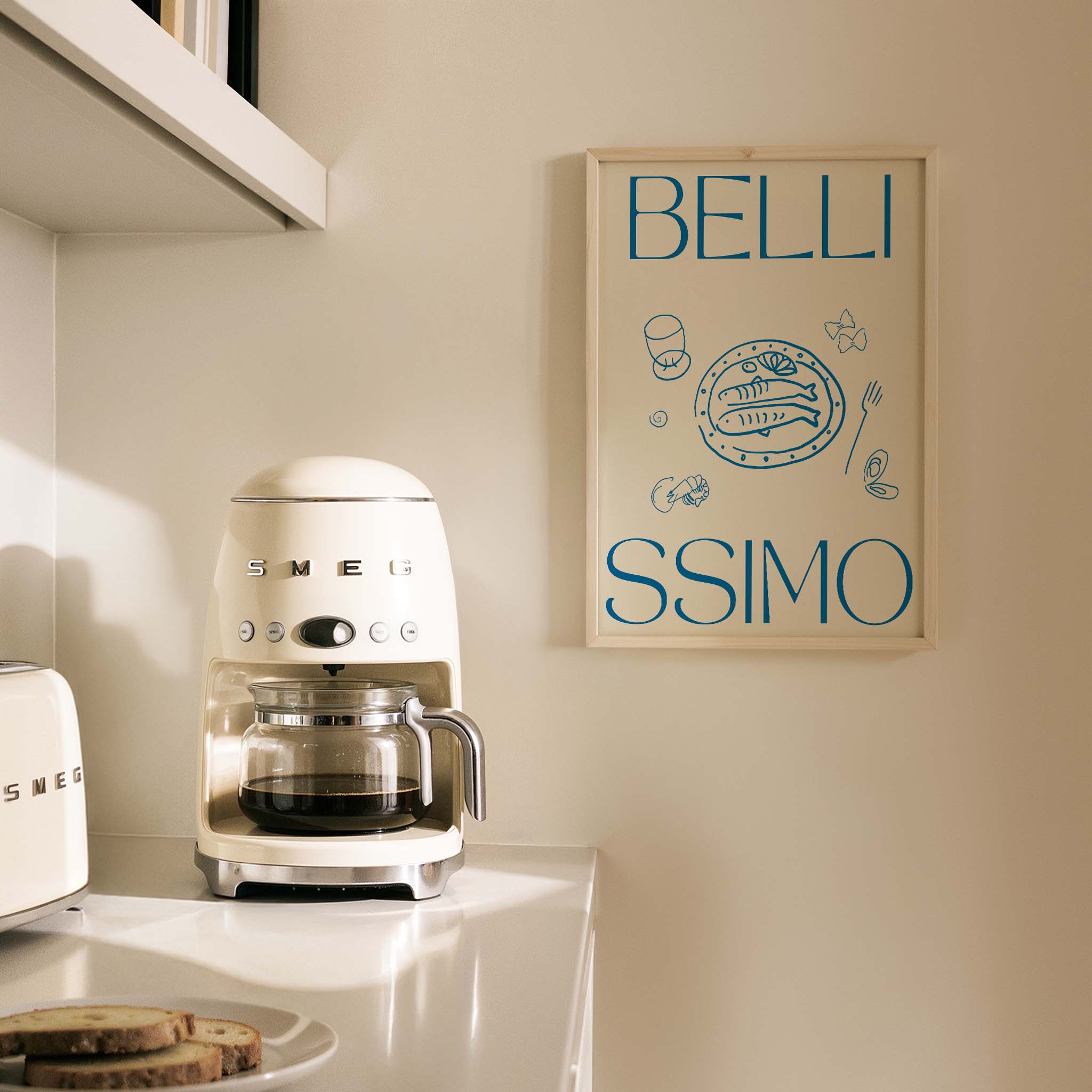 Bellissimo İtalyanca Tipografi Mutfak Duvar Tablosu