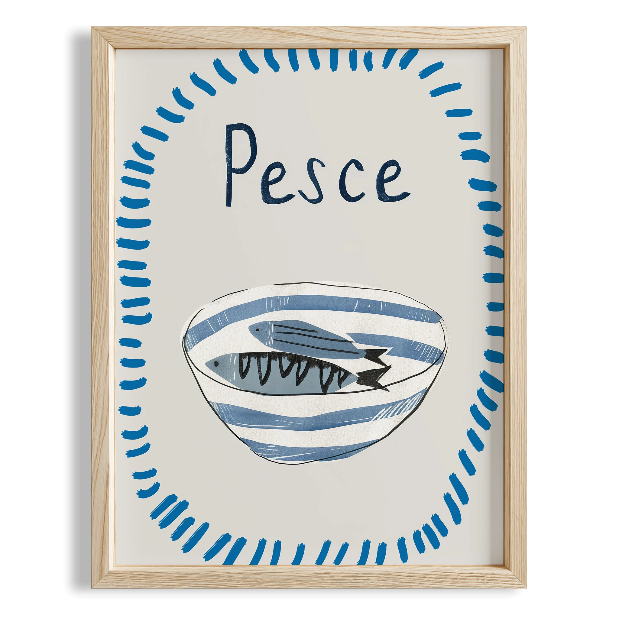 Pesce İtalyanca Tipografi Mutfak Duvar Tablosu