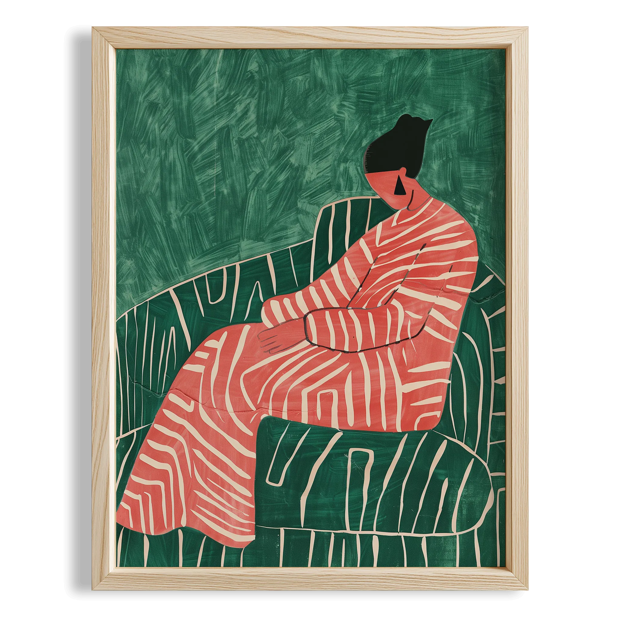 Kadın Portre XI - Kırmızı Çizgili