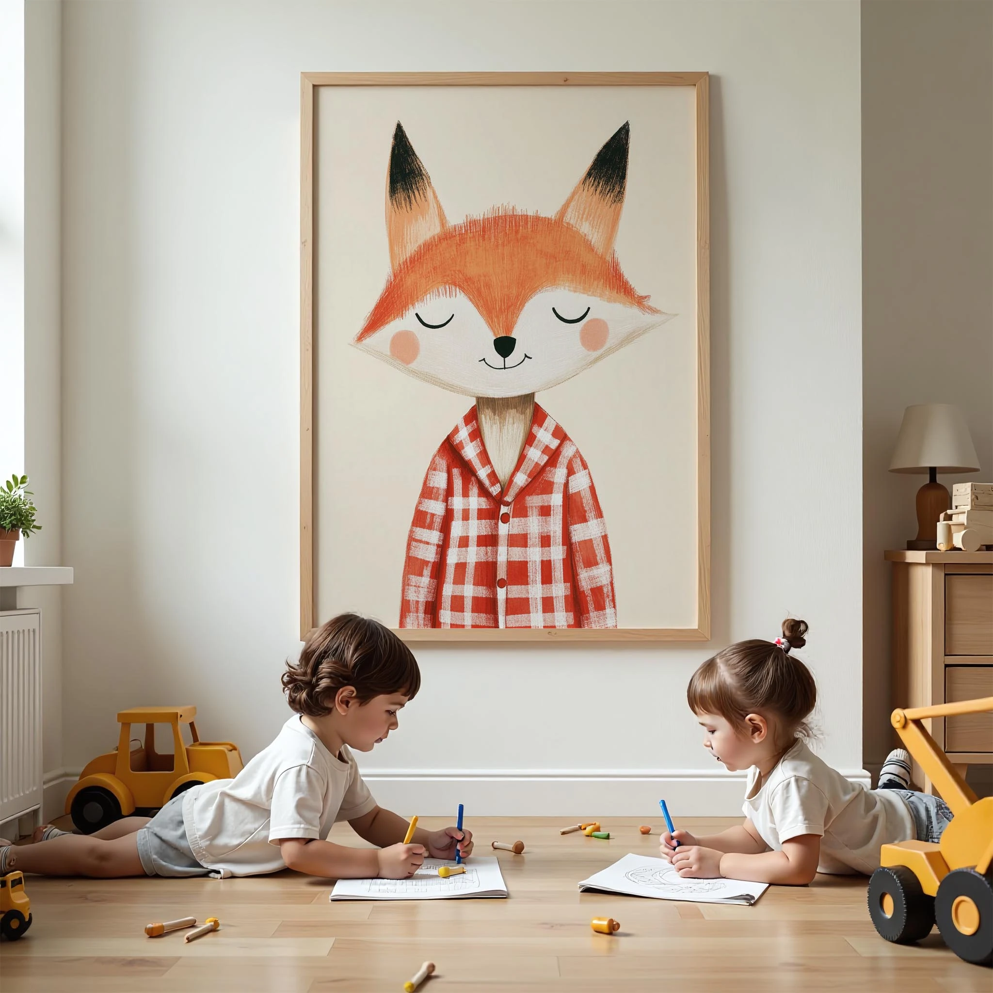 Pijamalı Uykucu Tilki - Beyaz Fon