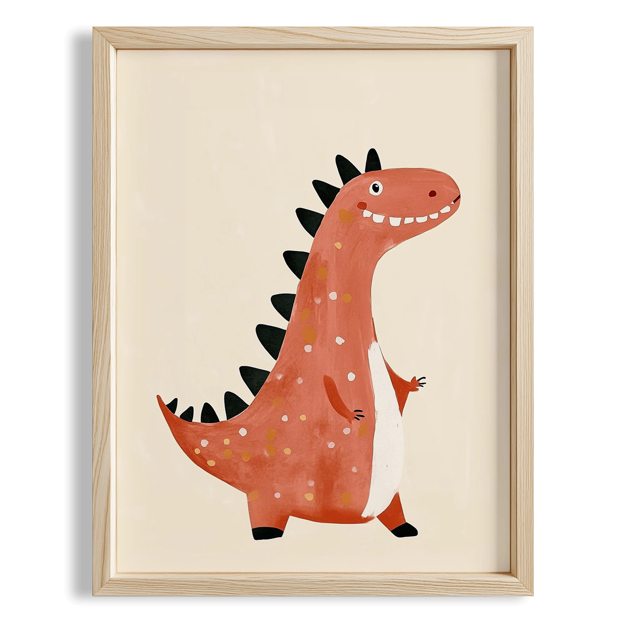 Sevimli Dinozor Temalı Minimal Çocuk Odası Ahşap Tablo