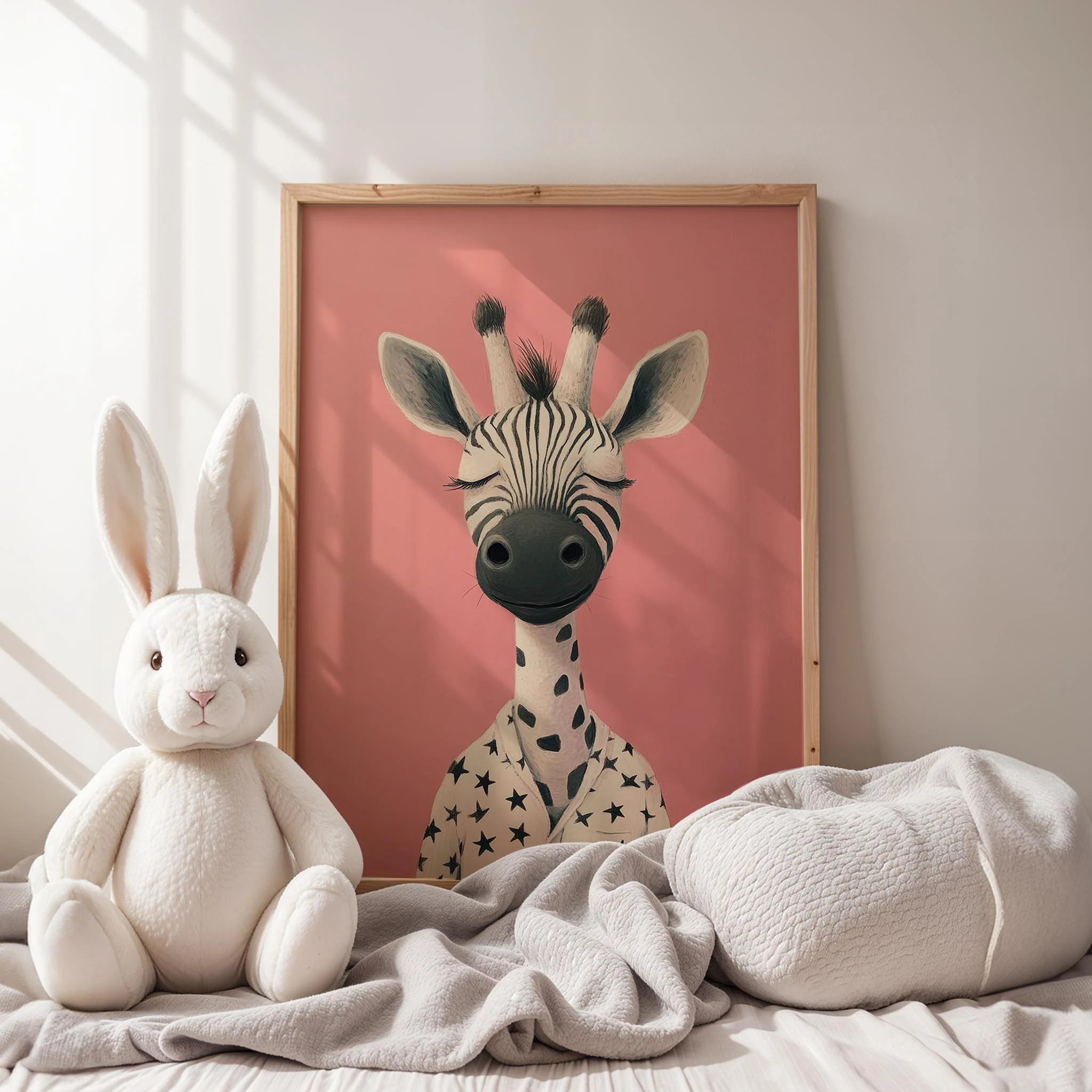 Pijamalı Uykucu Zebra - Pembe Fon