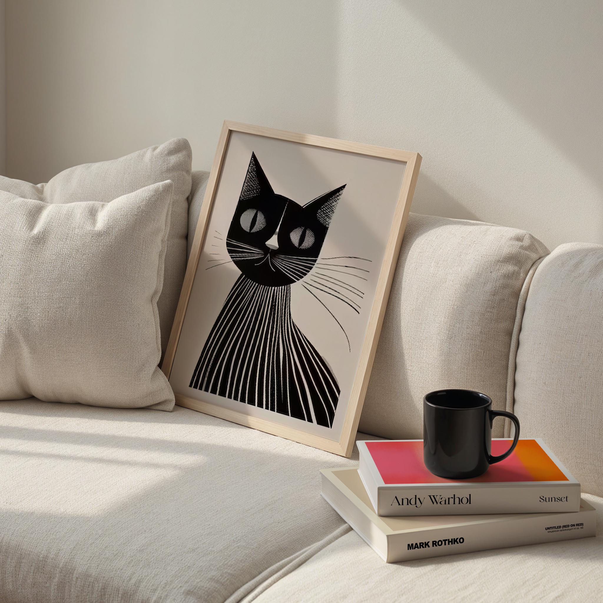 Kedi Portre II - Minimalist Çizgili