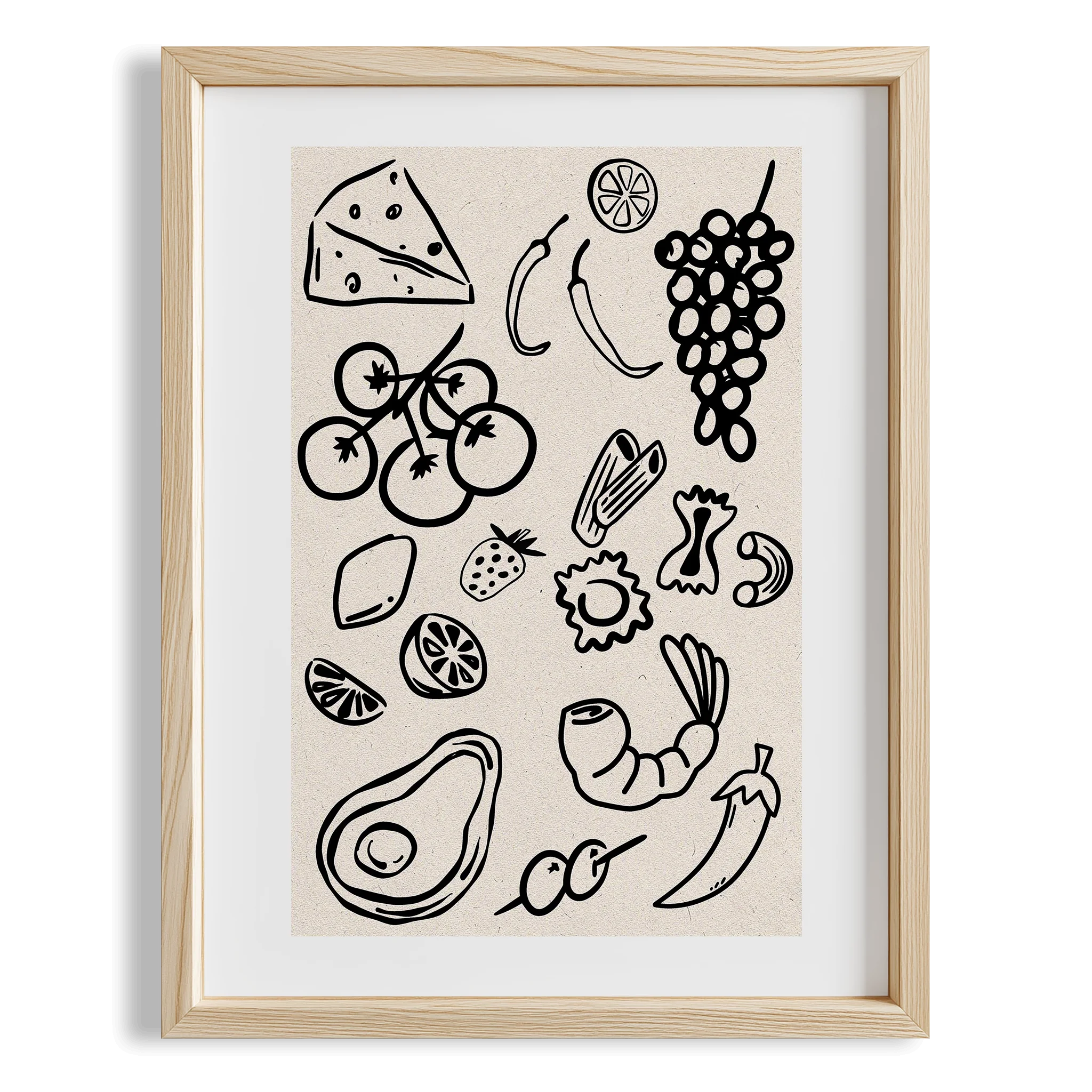 Akdeniz Sofrası İllüstrasyon Mutfak Duvar Tablosu