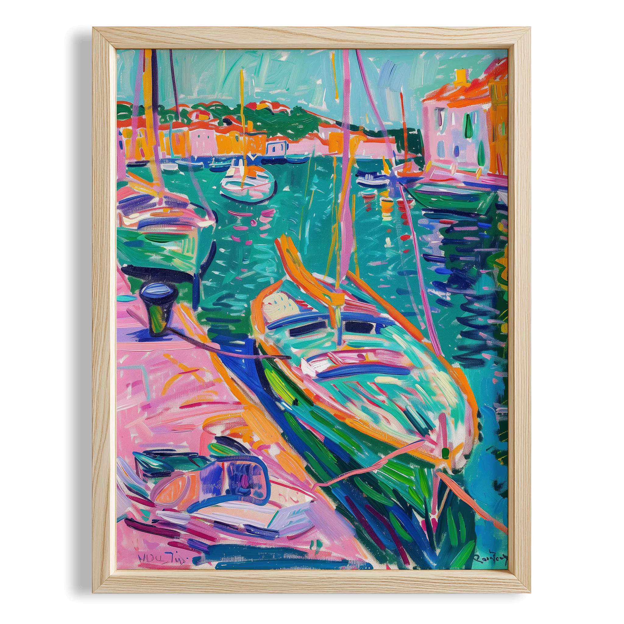 Renkli Liman Manzarası Maximalist - Duvar Tablosu