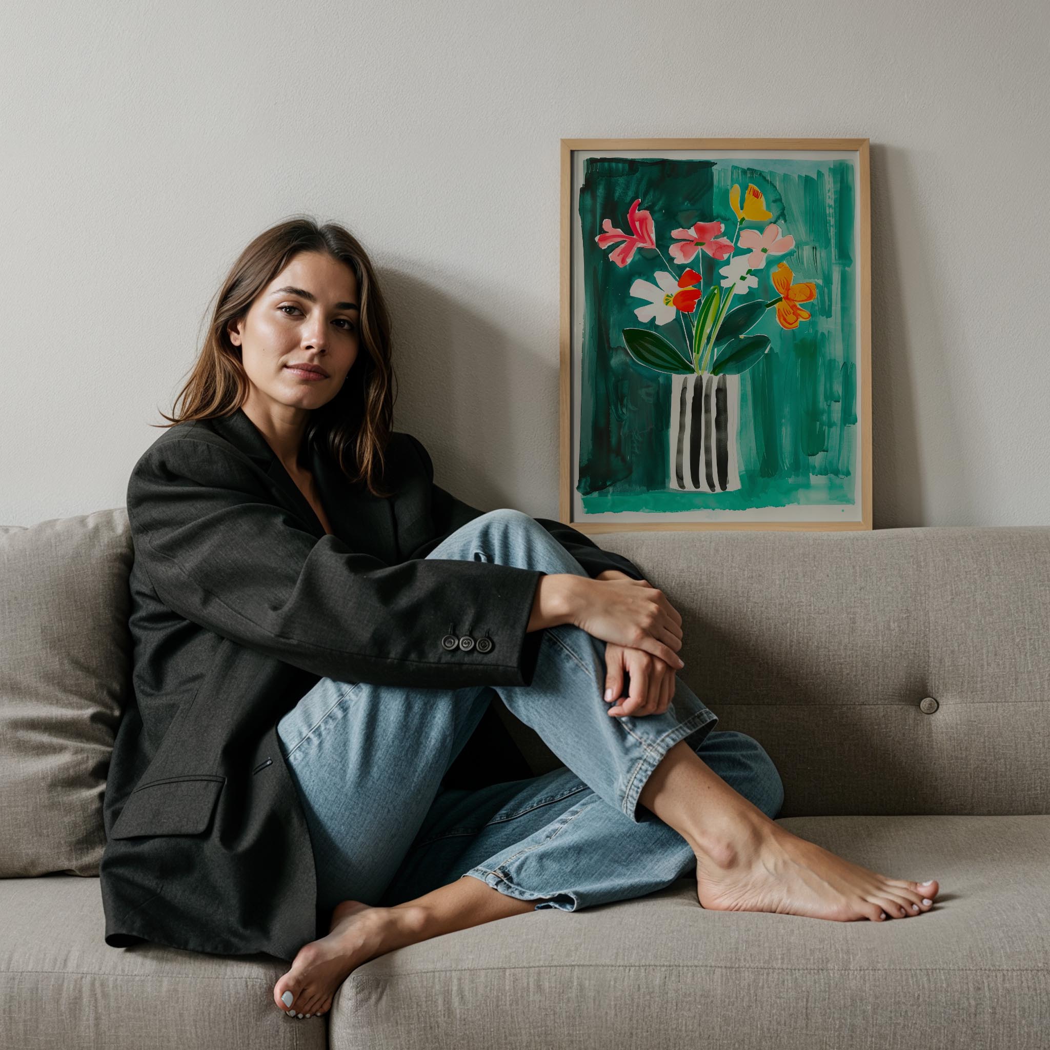 Vazo ve Çiçekler VII - Zümrüt İçinde Bahar Buketi