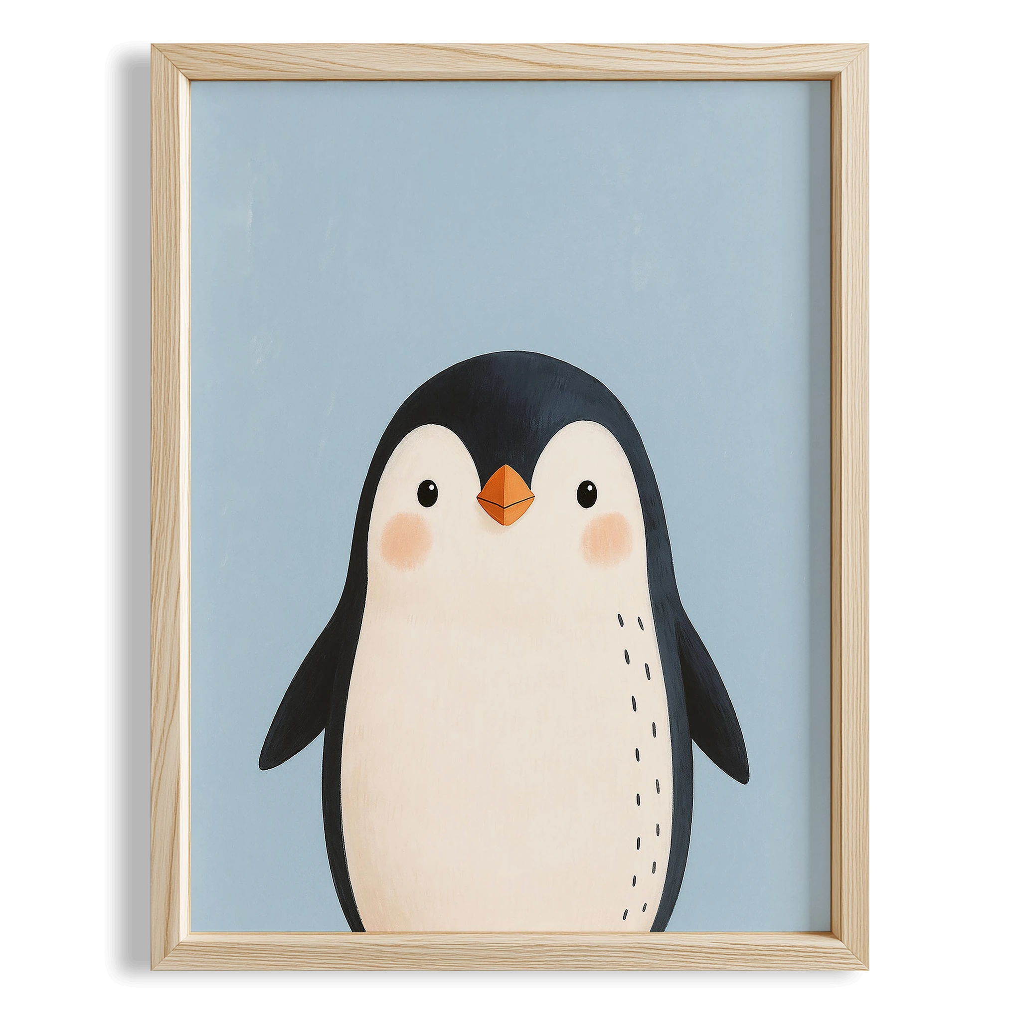 Sevimli Penguen Mavi Hayvan Temalı Çocuk Odası Ahşap Tablo