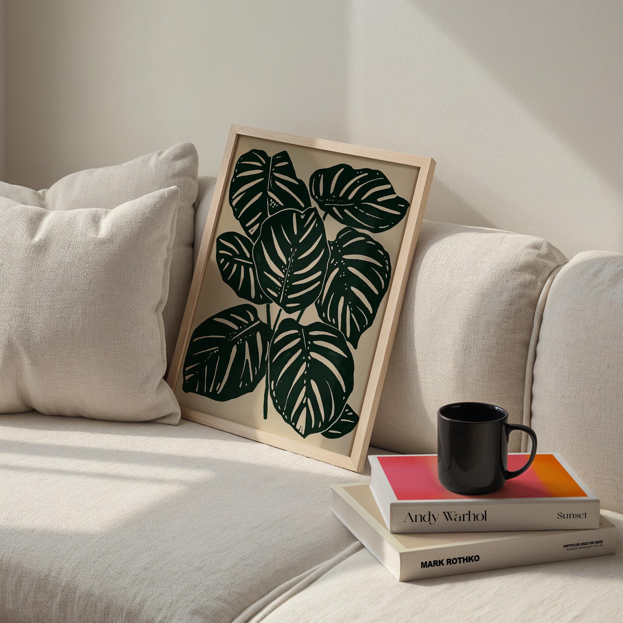 Tropik Yapraklar II - Siyah Bej