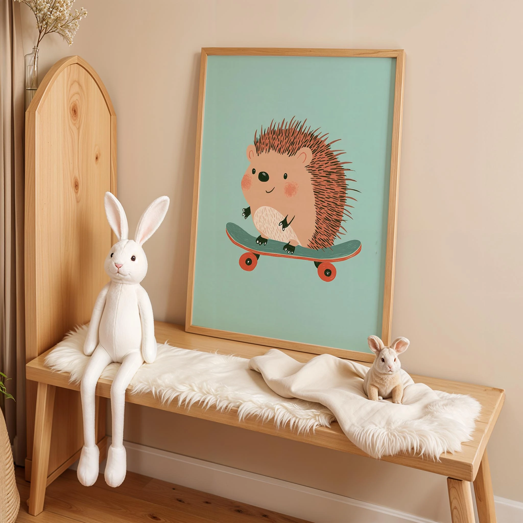 Kaykaycı Cool Kirpi - Mavi Fon