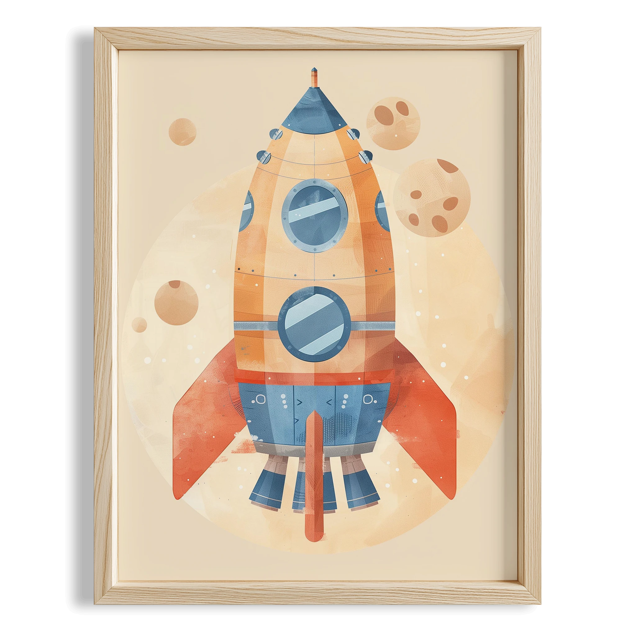 Uzay Mekiği Bohem Uzay Temalı Çocuk Odası Ahşap Tablo