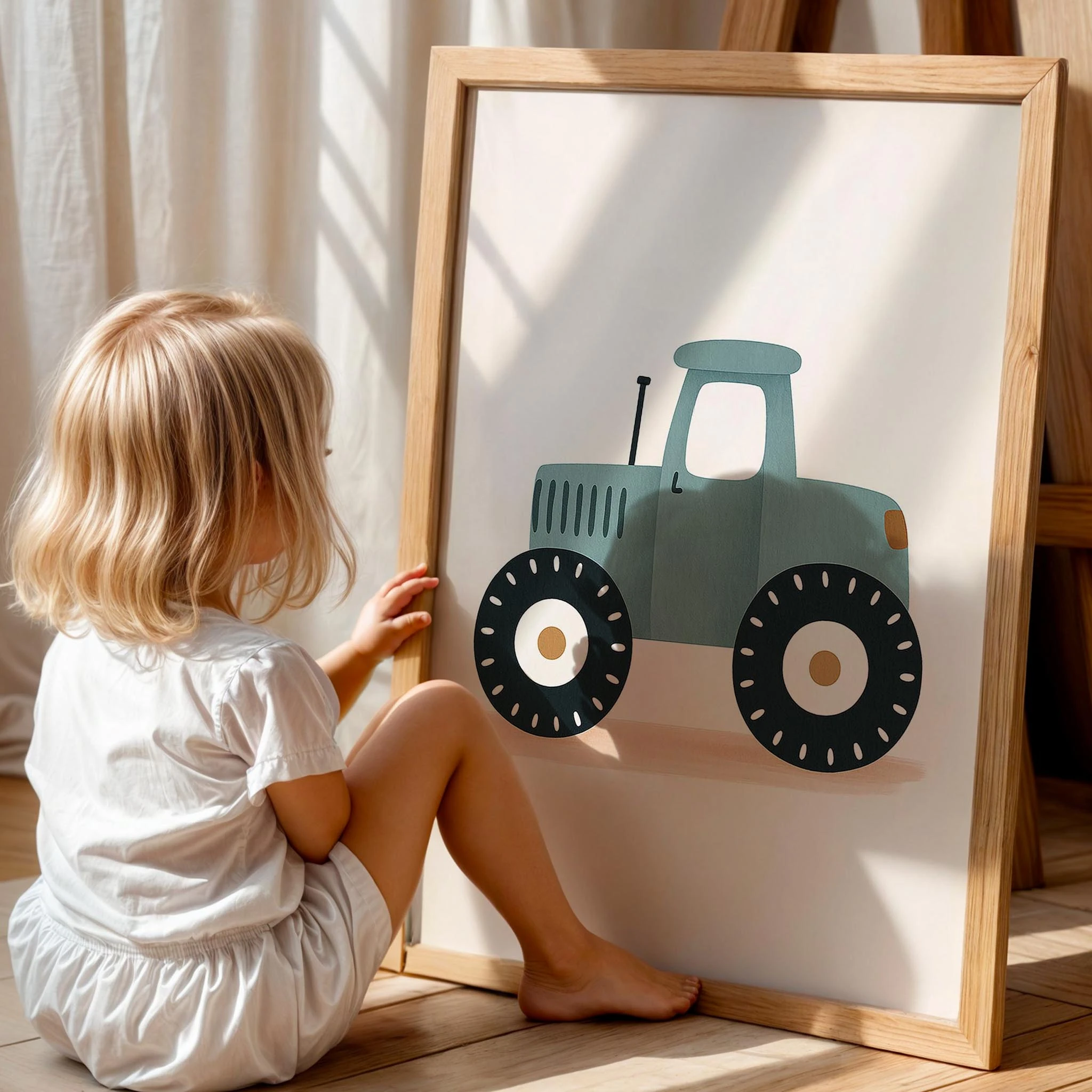 Traktör Araba Temalı Erkek Çocuk Odası Ahşap Tablo