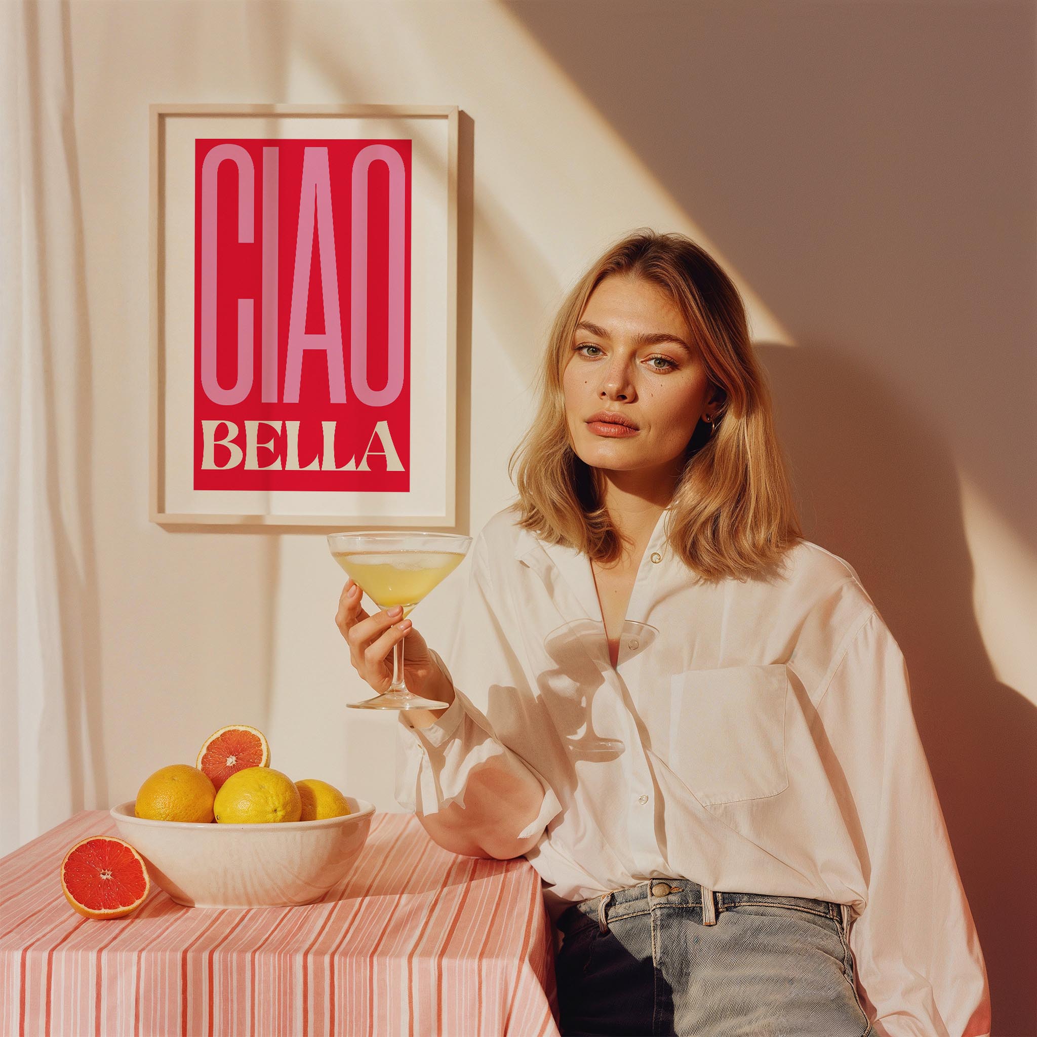 Ciao Bella İtalyan Tipografi Mutfak Duvar Tablosu