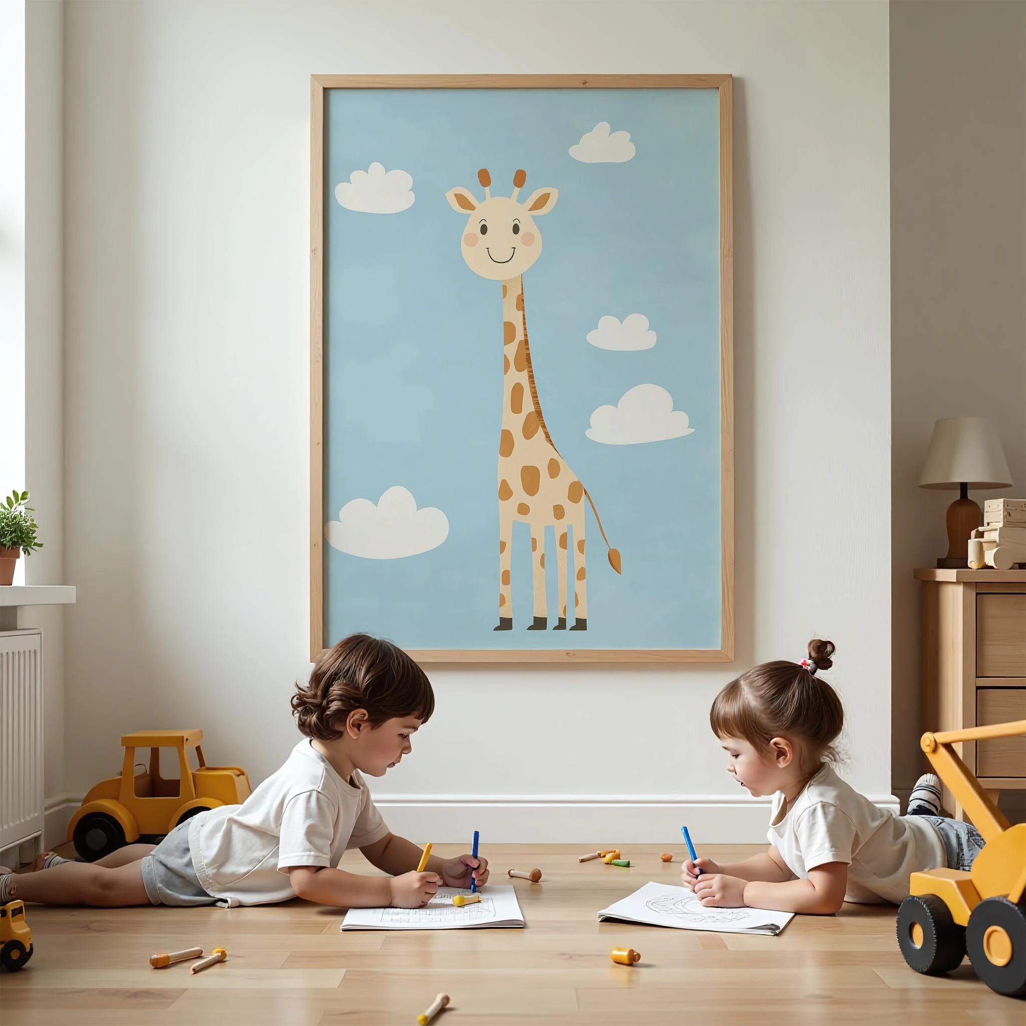 Sevimli Zürafa ve Bulutlar