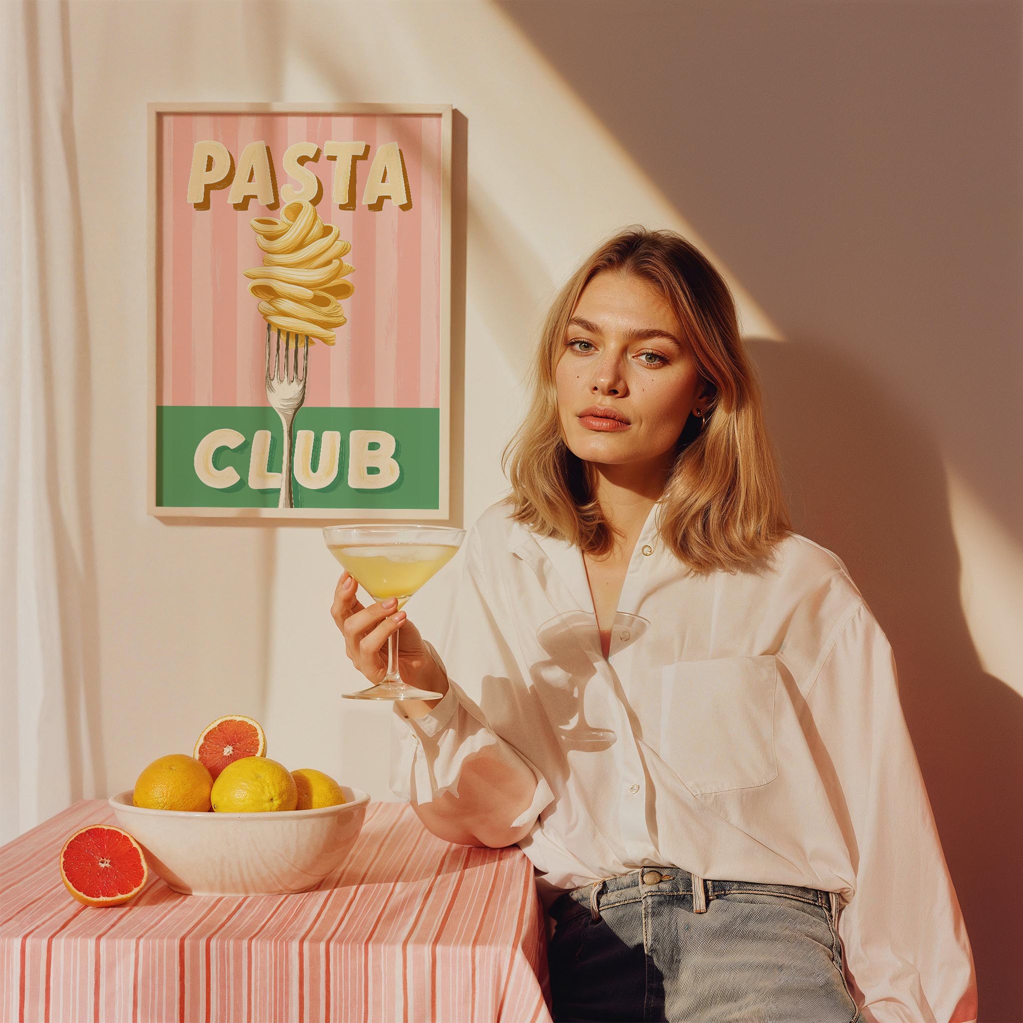 Pasta Club İtalyanca Tipografi Mutfak Duvar Tablosu II