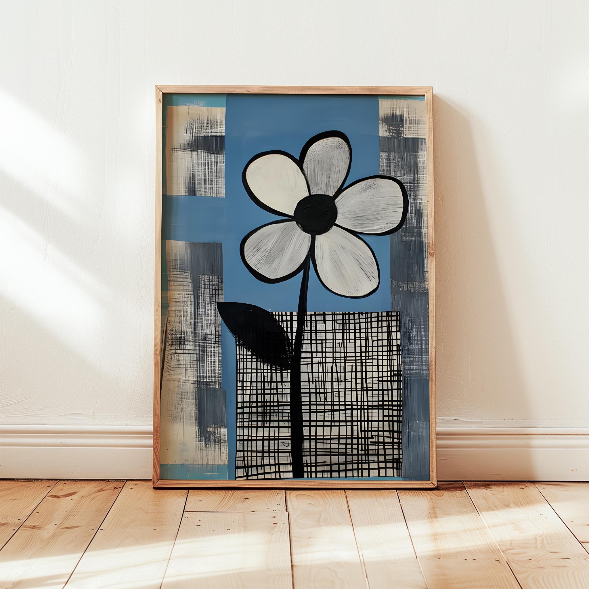 Çiçek Portresi III - Mavi Zemin, Tek Çiçek