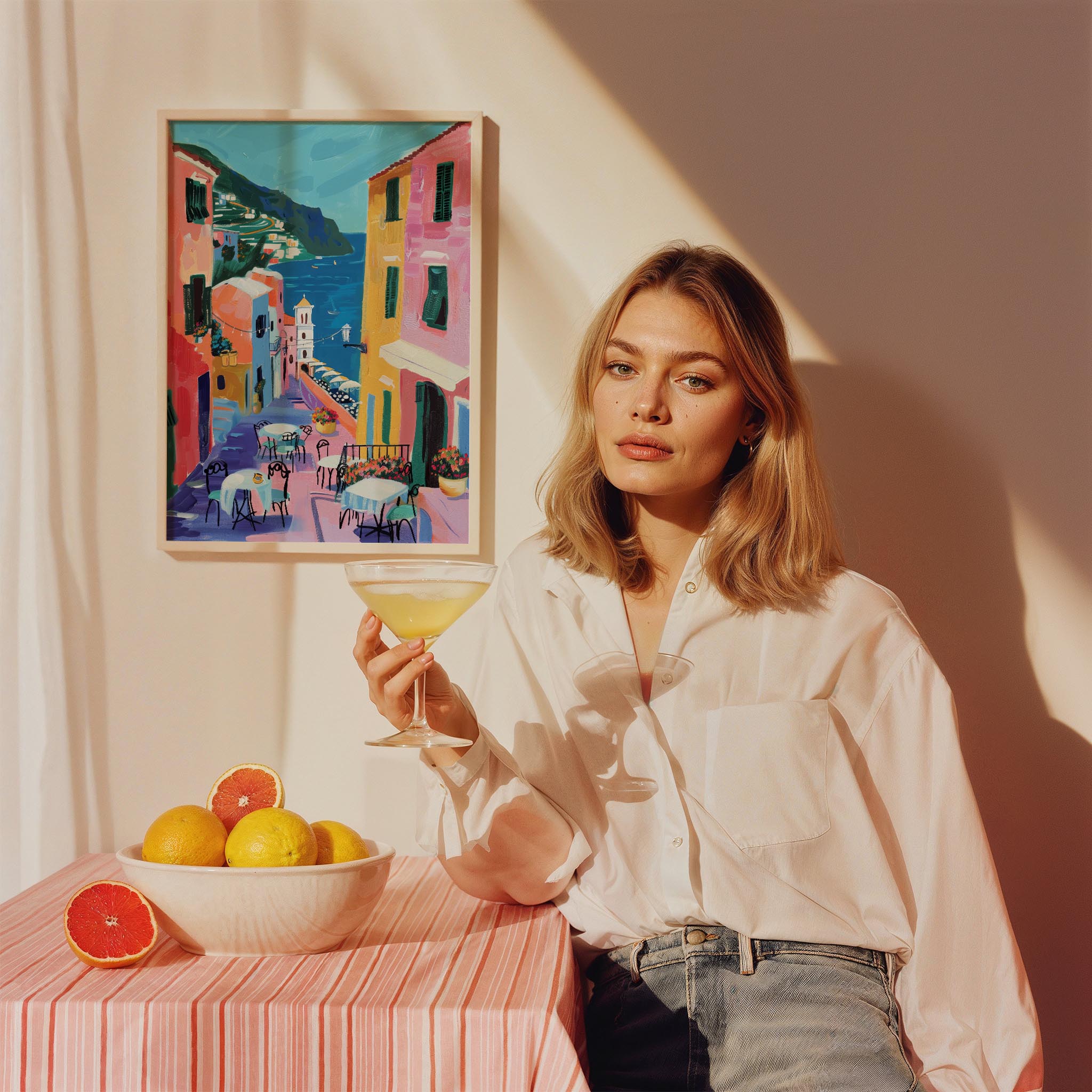 Amalfi Sokakları Akdeniz İtalya Koleksiyonu Mutfak Duvar Tablosu II