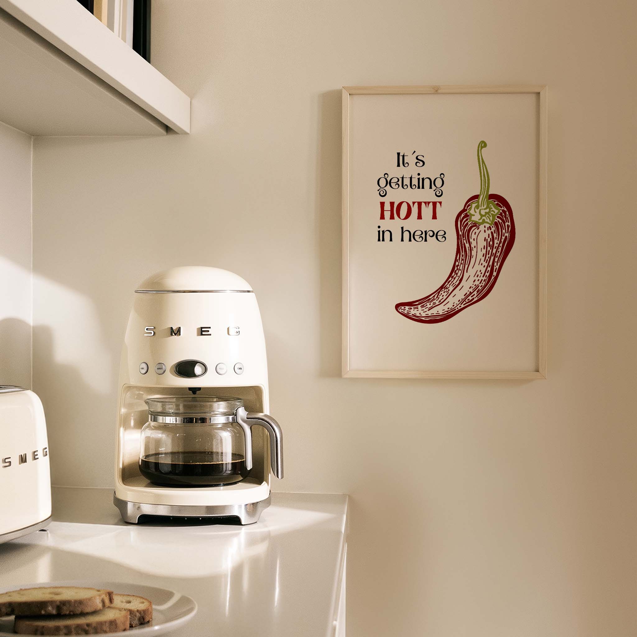 It’s Getting Hot in Here Chilli Acı Biber Tipografi Mutfak Duvar Tablosu